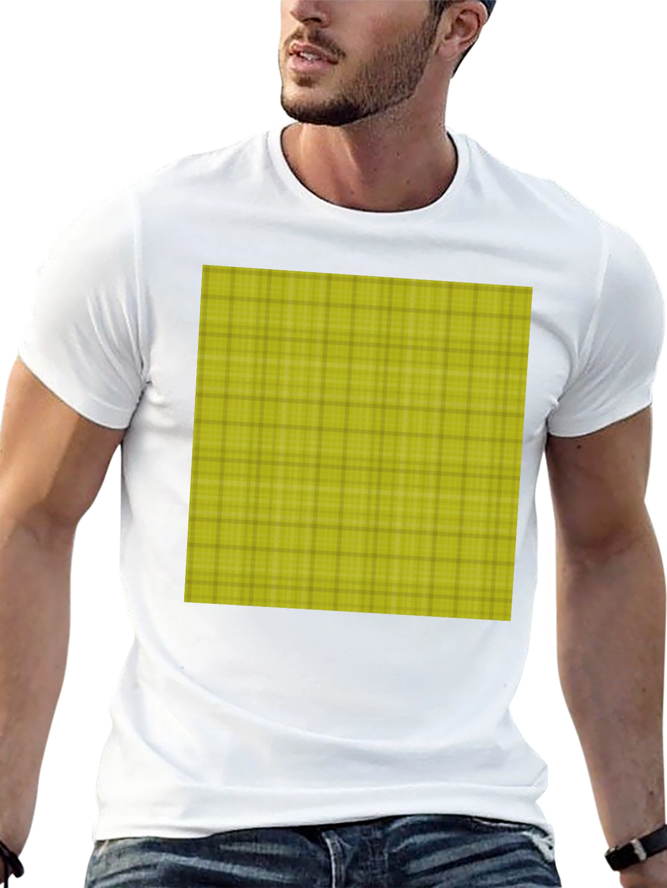 Plaid Graphic Tee - Casual Black T-Shirt