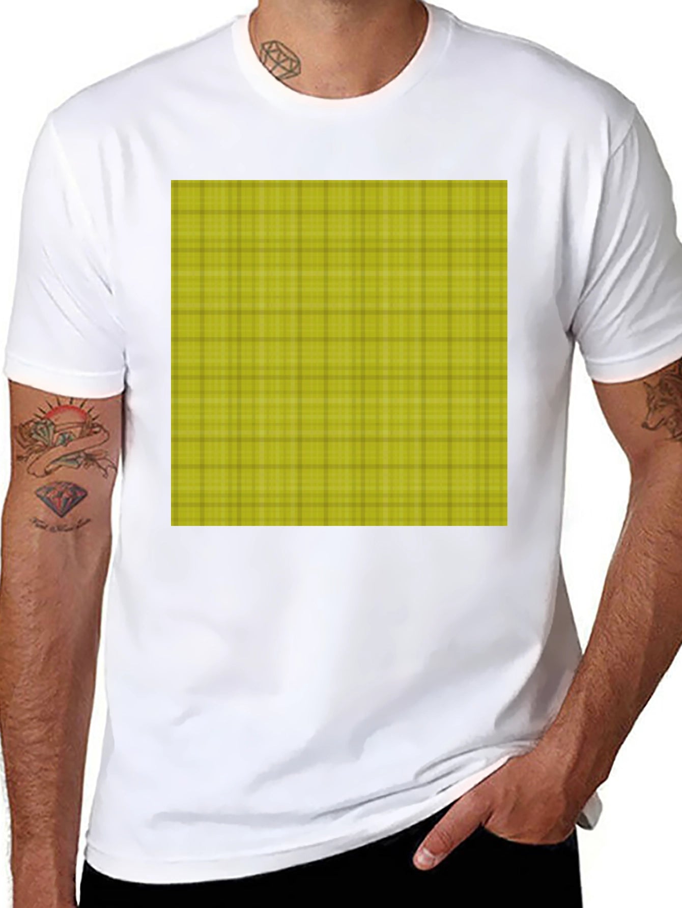 Plaid Graphic Tee - Casual Black T-Shirt