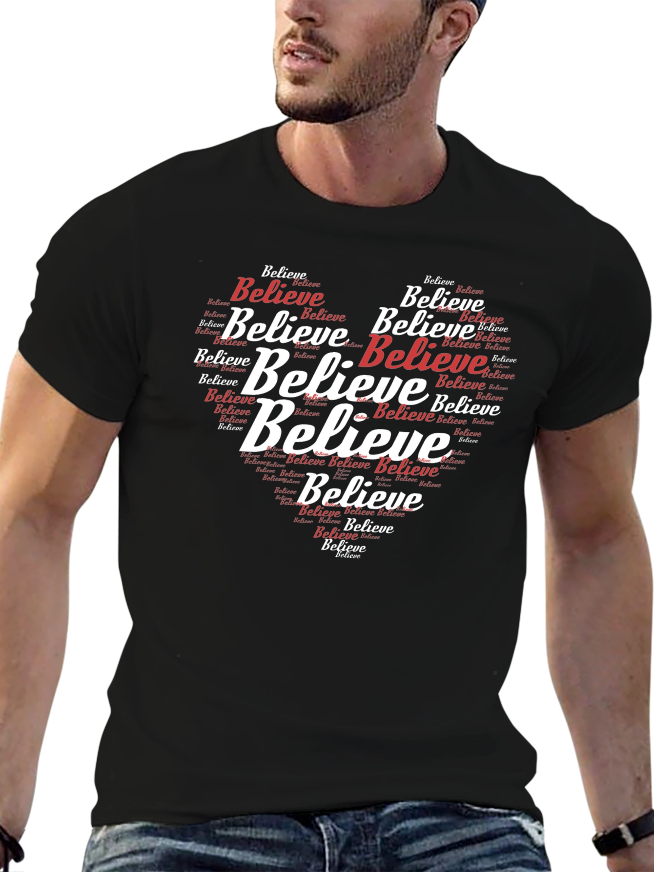 Believe Graphic Tee - Heart Word Cloud