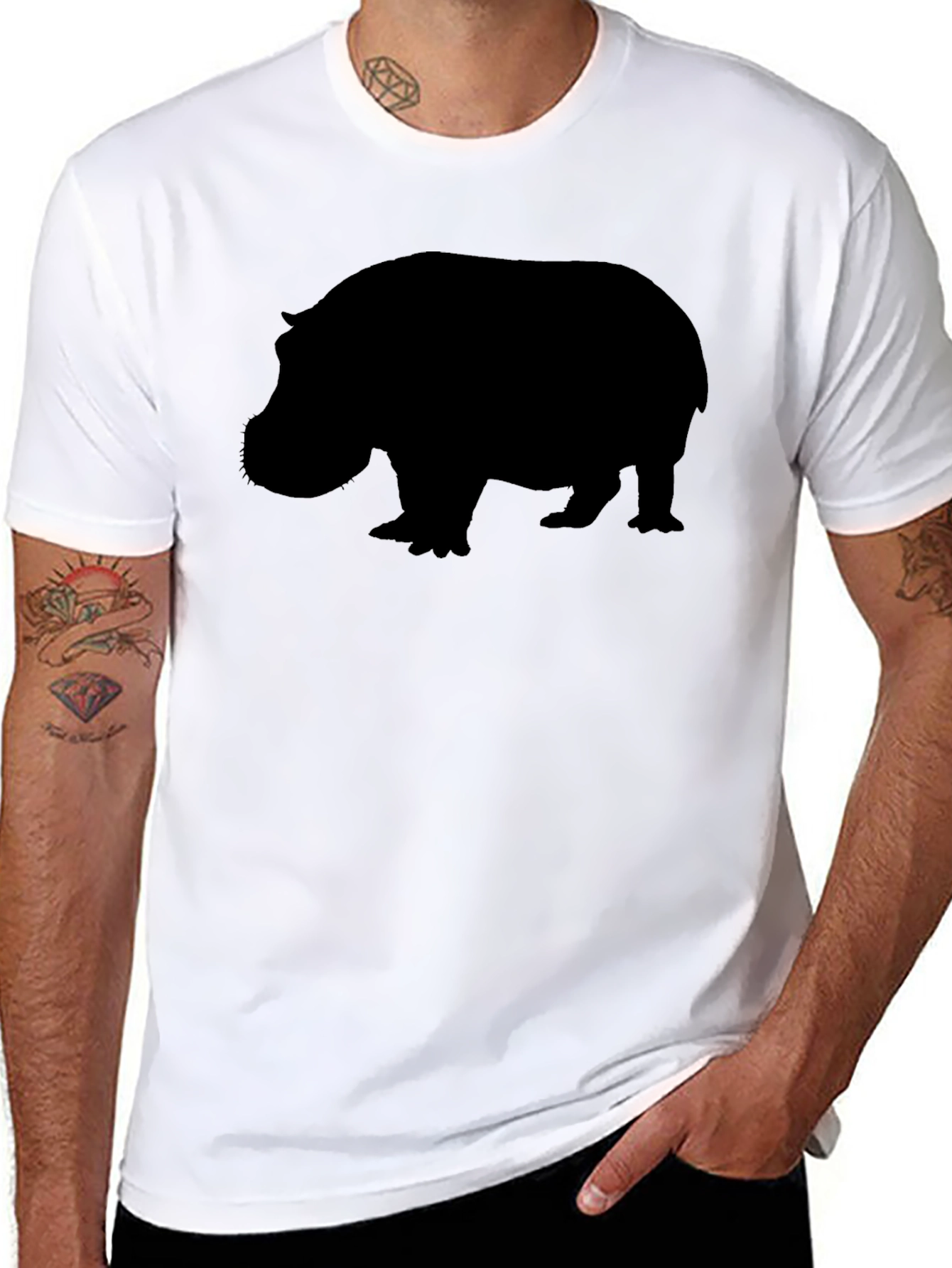 Hippo Silhouette Graphic Tee - Unisex Black T-Shirt