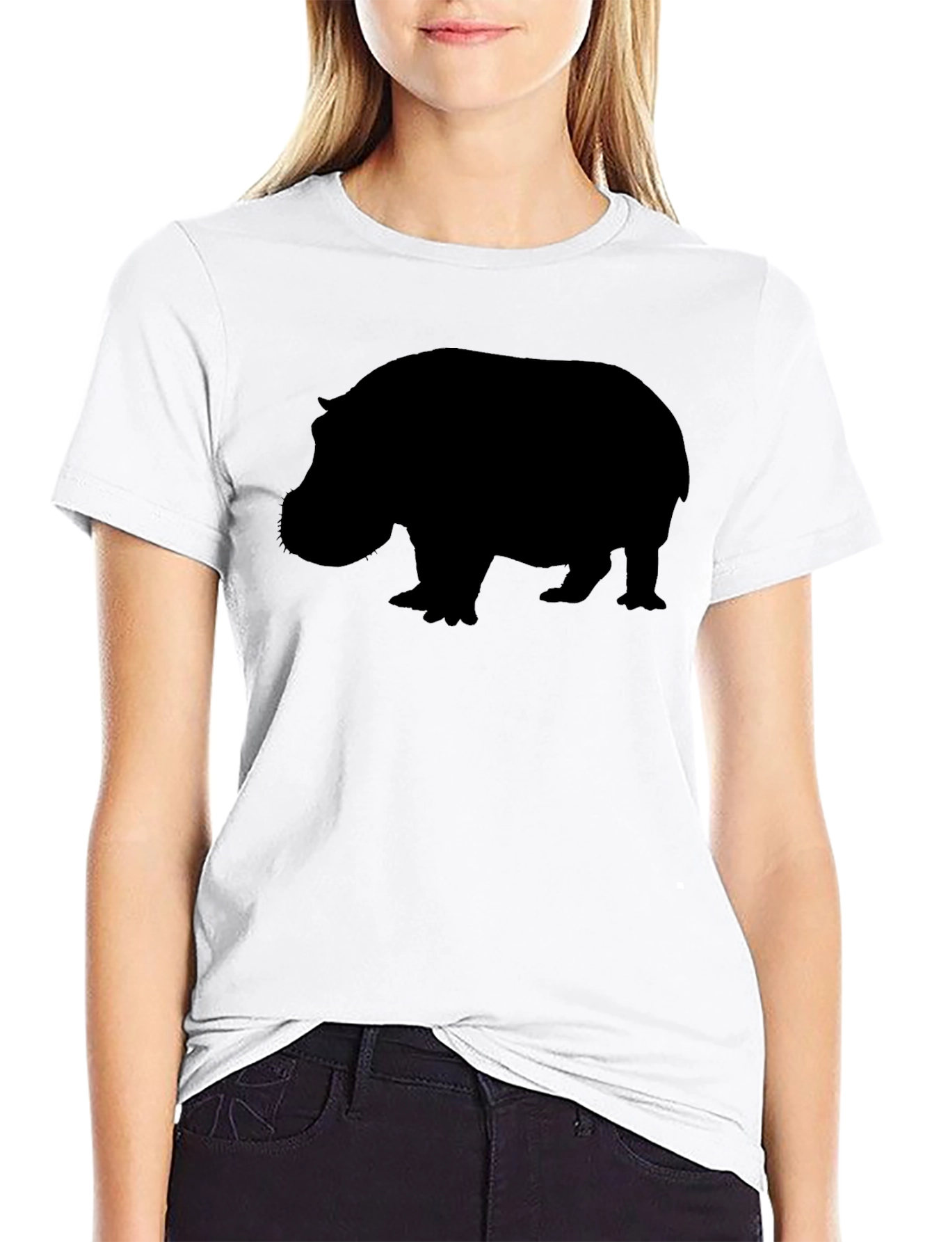 Hippo Silhouette Graphic Tee - Unisex Black T-Shirt