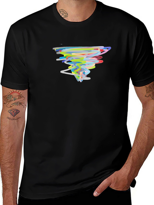 Abstract Tornado Graphic Tee - Black Cotton Comfort