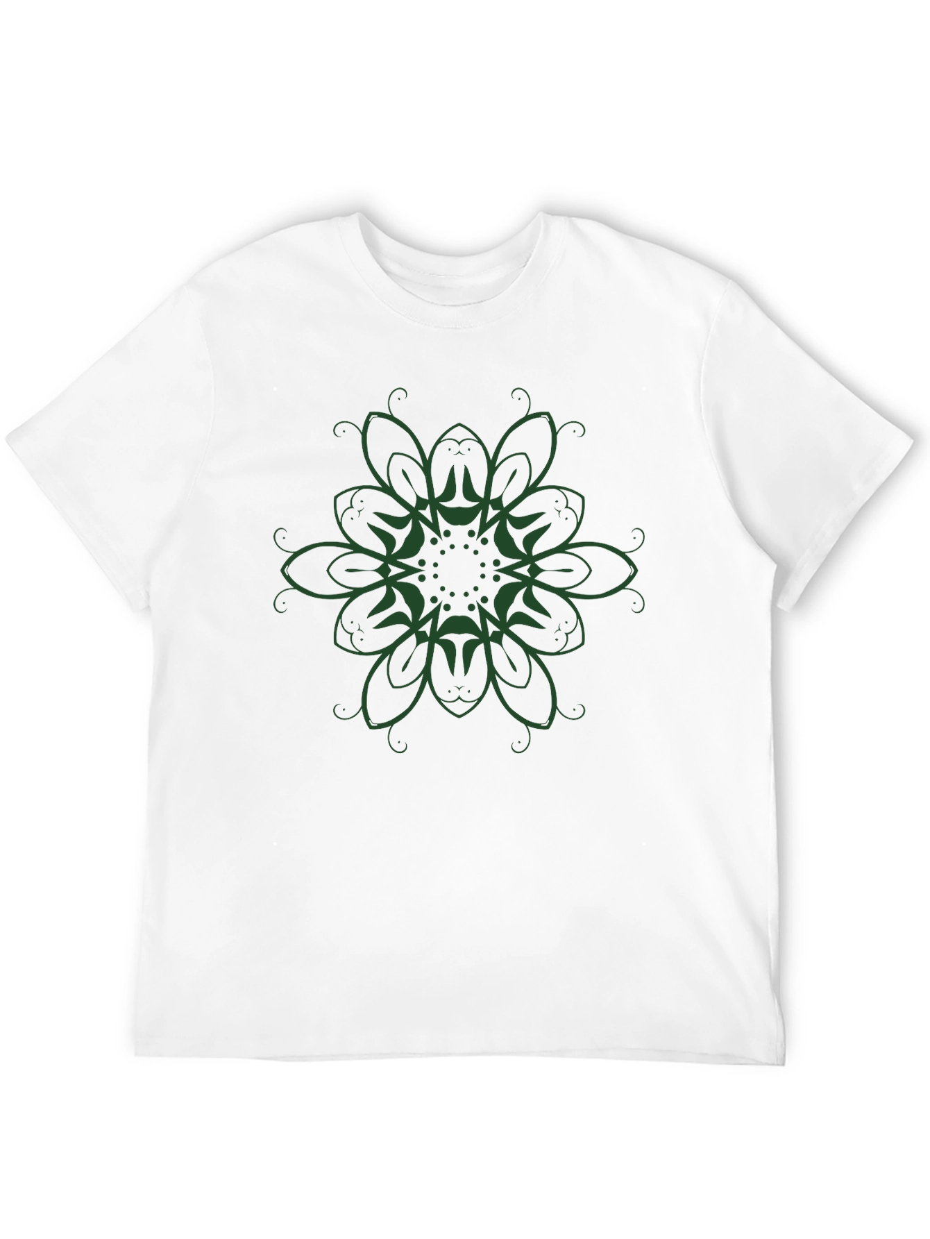 Black T-Shirt with Green Floral Graphic Print