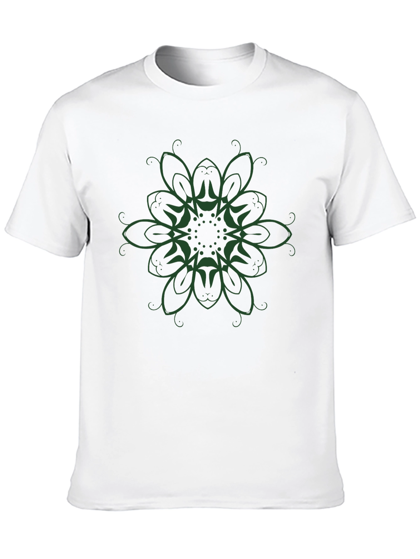 Black T-Shirt with Green Floral Graphic Print