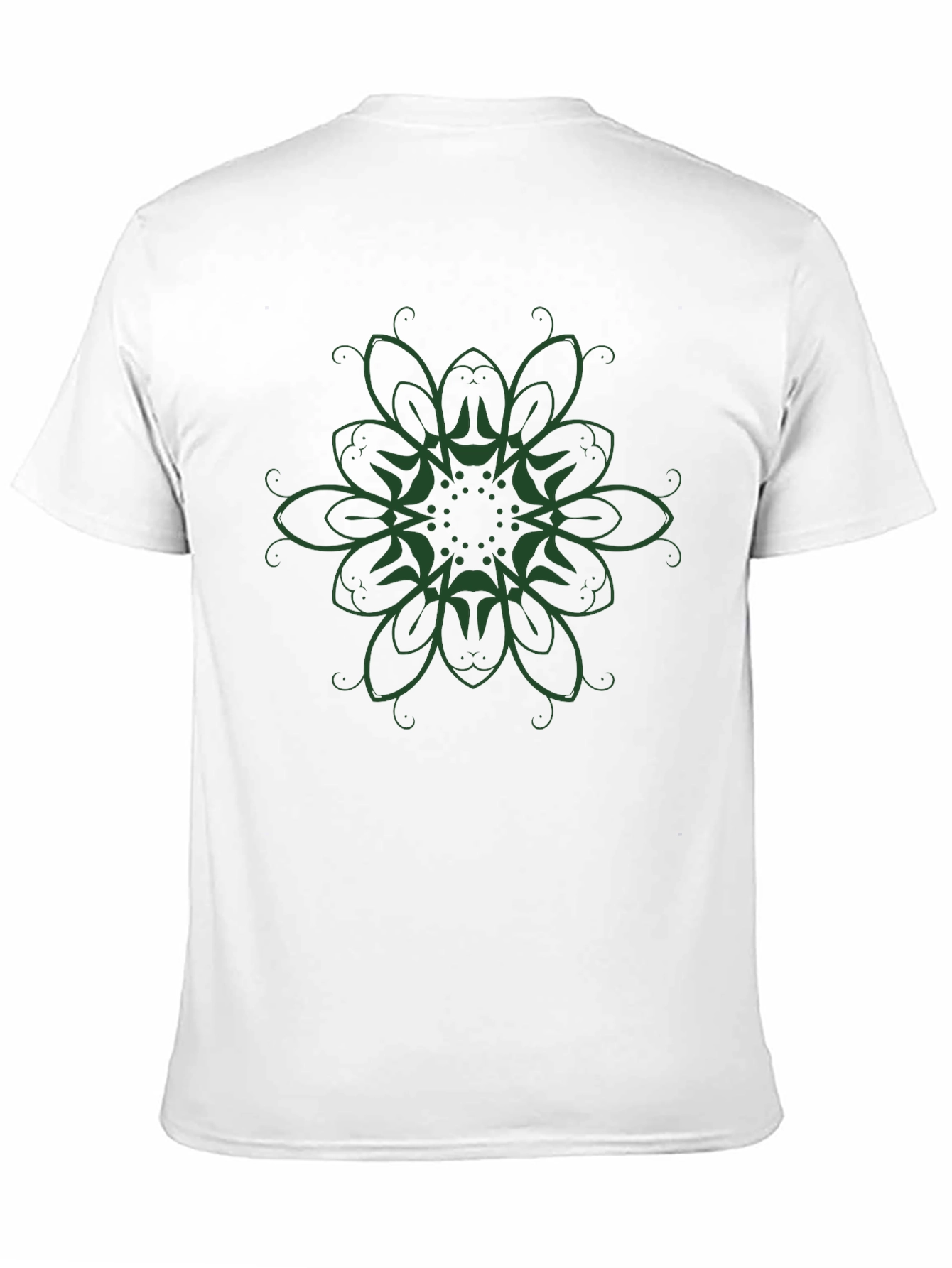 Black T-Shirt with Green Floral Graphic Print