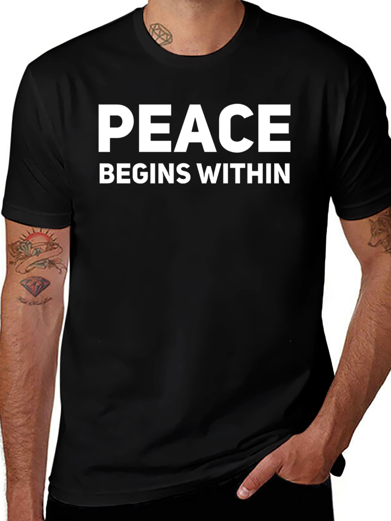 Peace Begins Within Black Graphic Tee