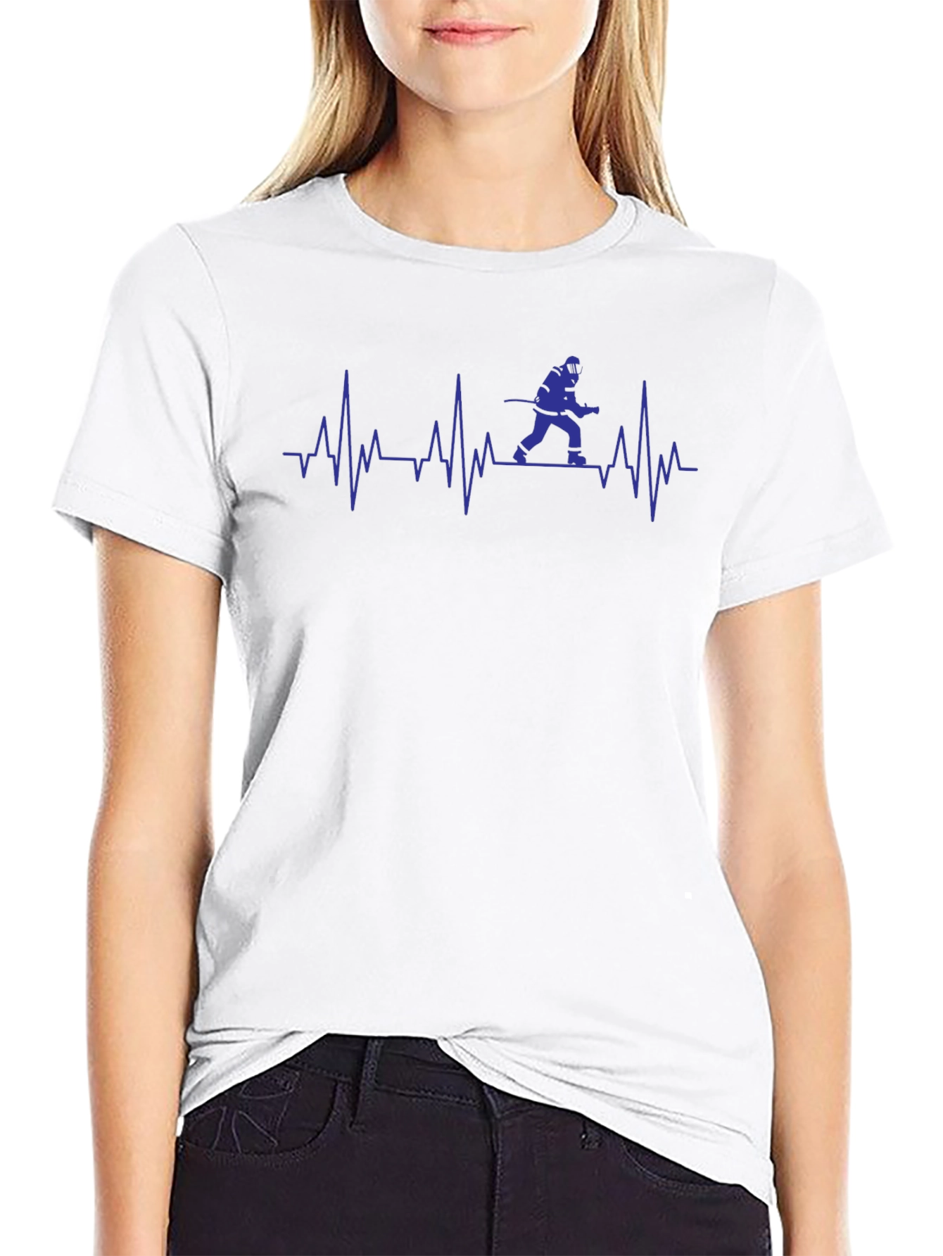 Firefighter Heartbeat Graphic Tee - Black