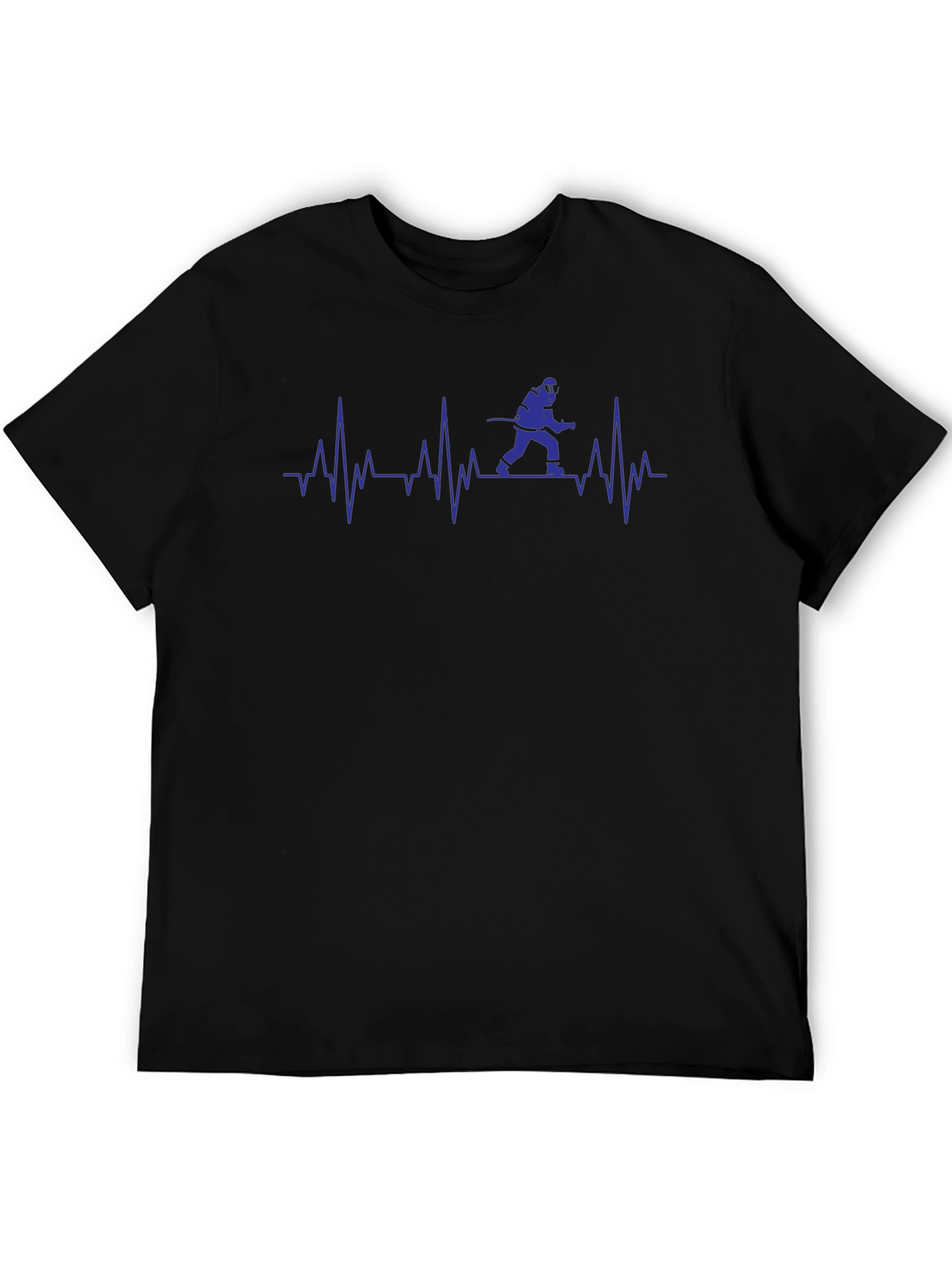 Firefighter Heartbeat Graphic Tee - Black