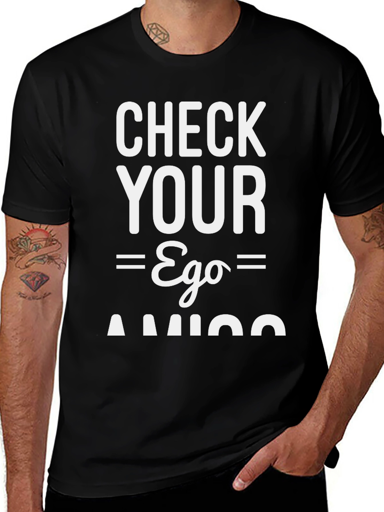 Check Your Ego Amigo Black Graphic Tee
