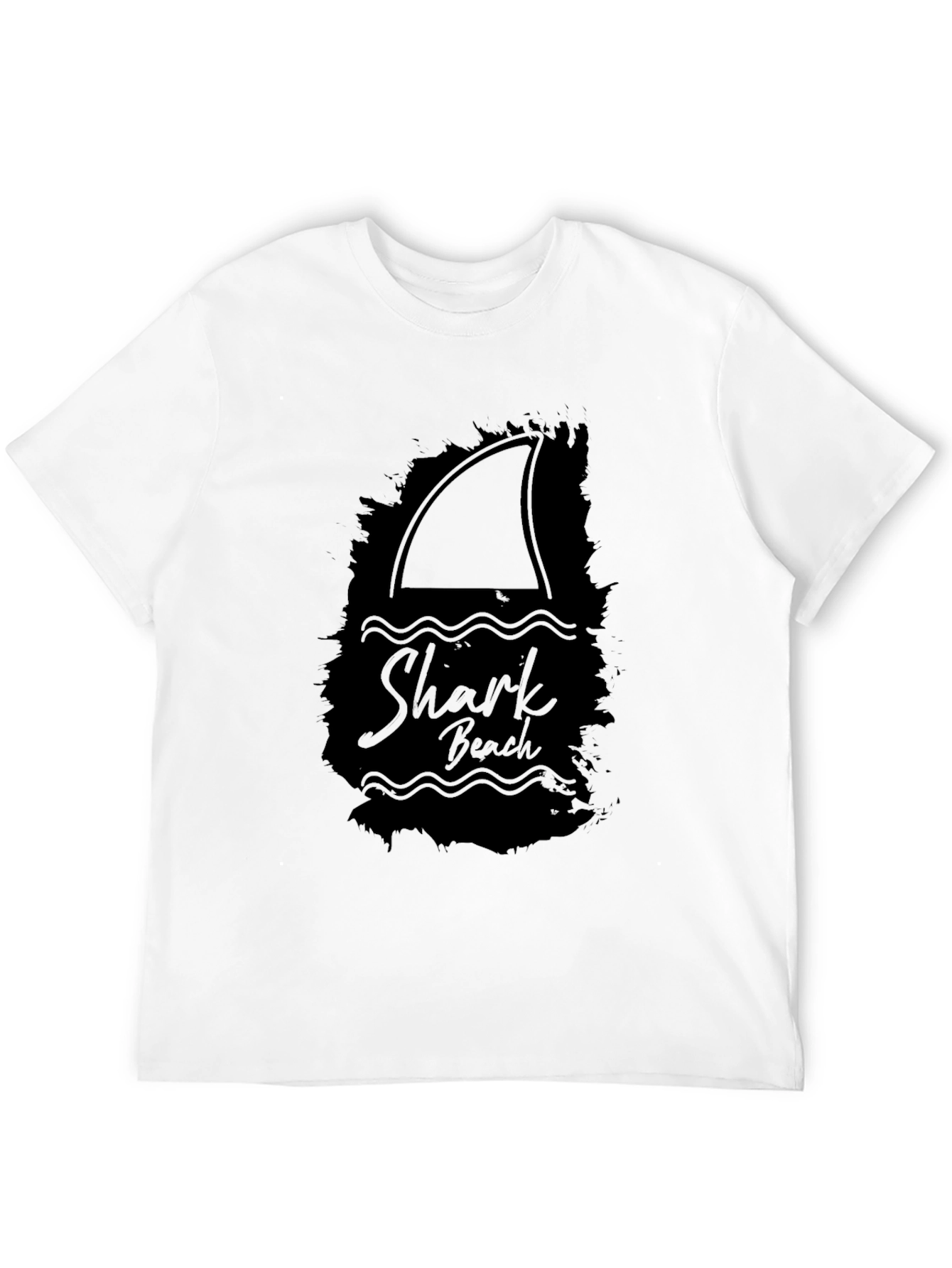 Shark Beach Graphic Tee - Black Cotton T-Shirt