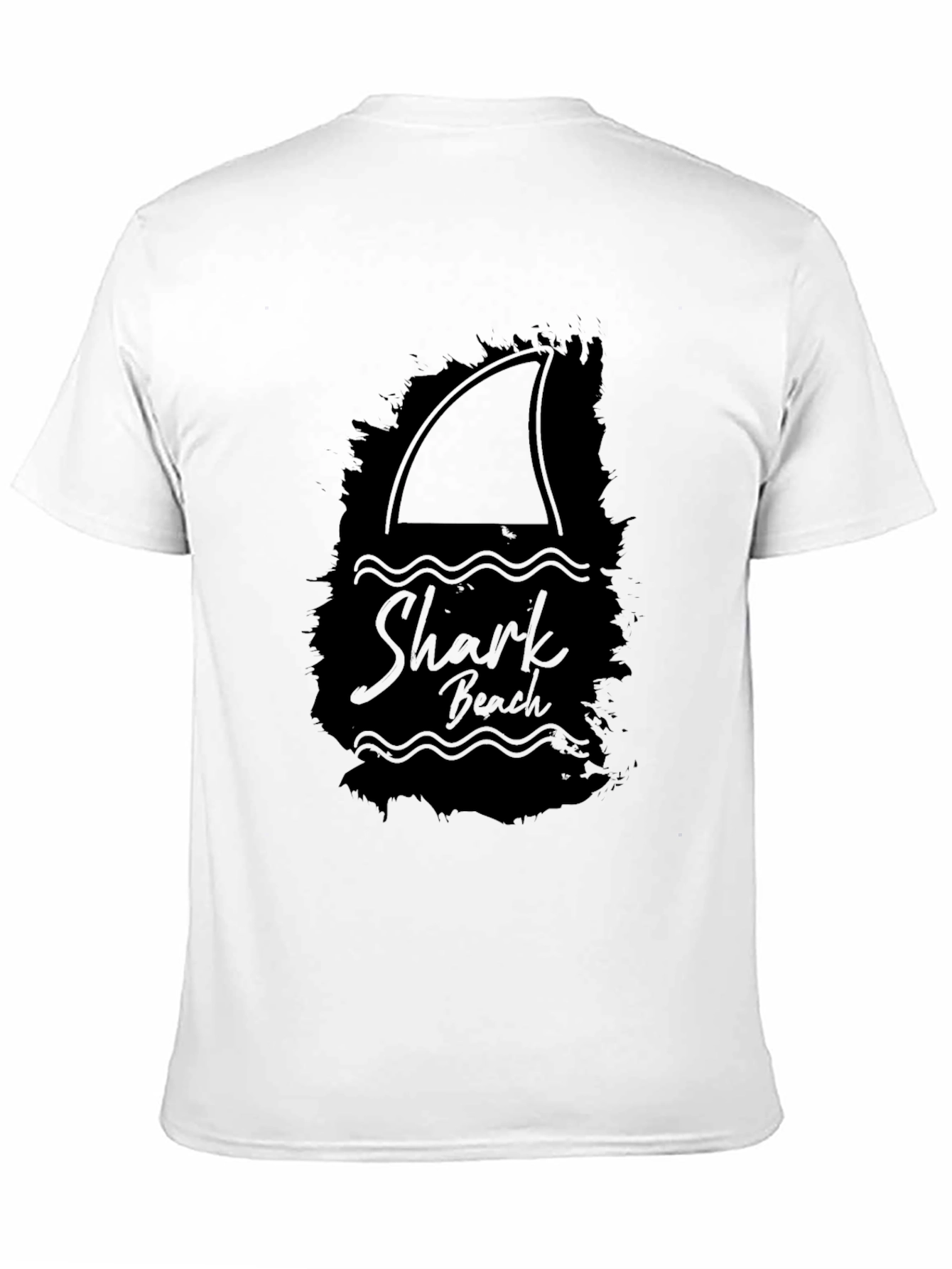 Shark Beach Graphic Tee - Black Cotton T-Shirt