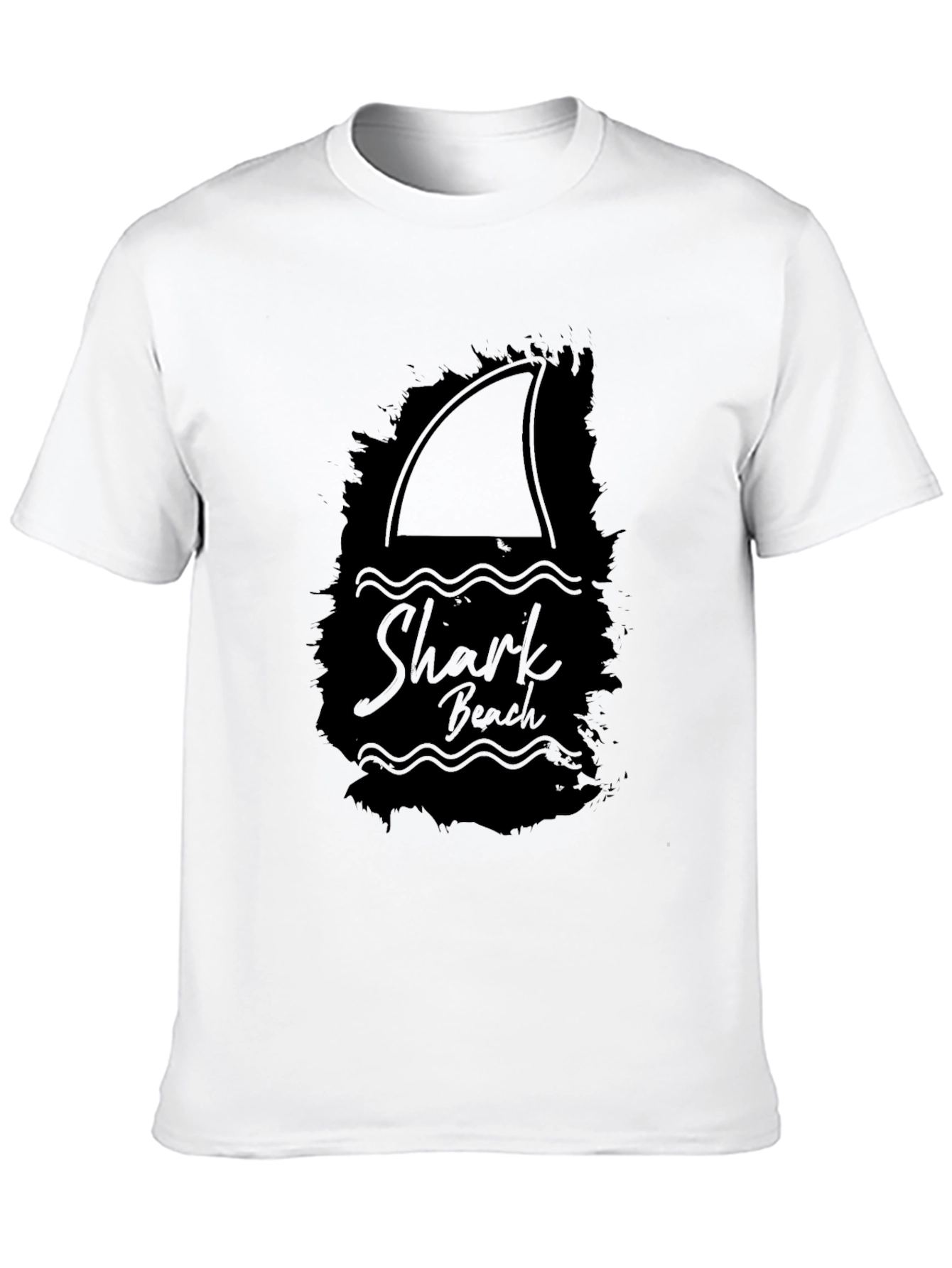 Shark Beach Graphic Tee - Black Cotton T-Shirt