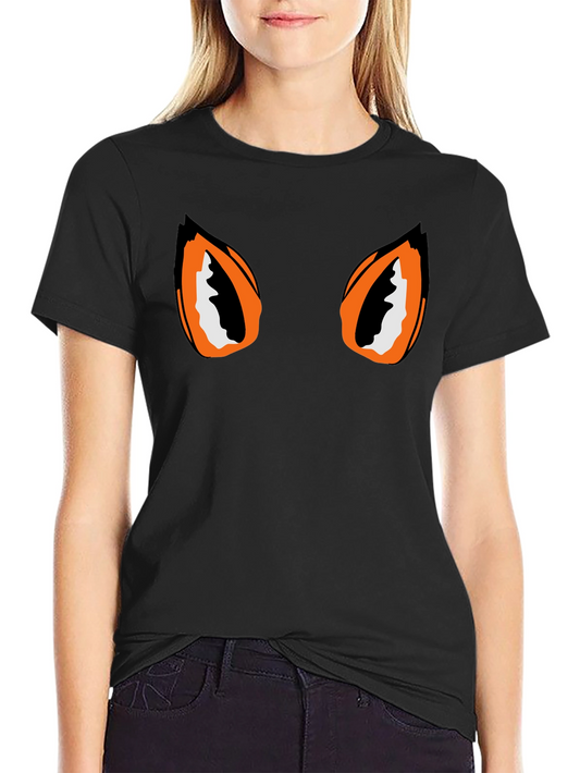 Black Tee with Graphic Eyes Design