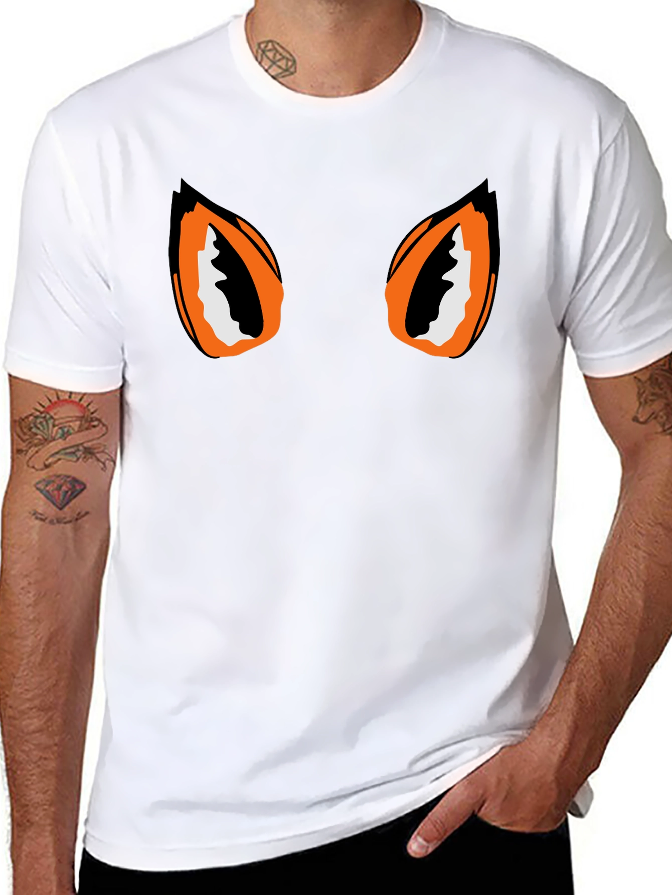 Black Tee with Graphic Eyes Design