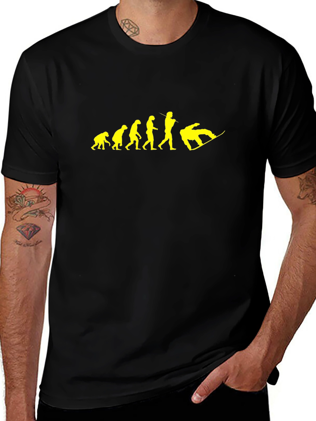 Evolution of Snowboarding Black T-Shirt