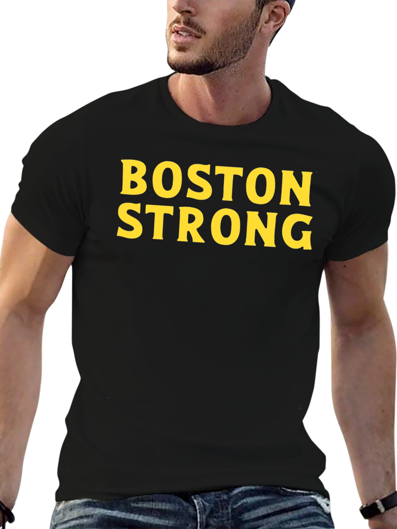 Boston Strong T-Shirt - Black Crew Neck