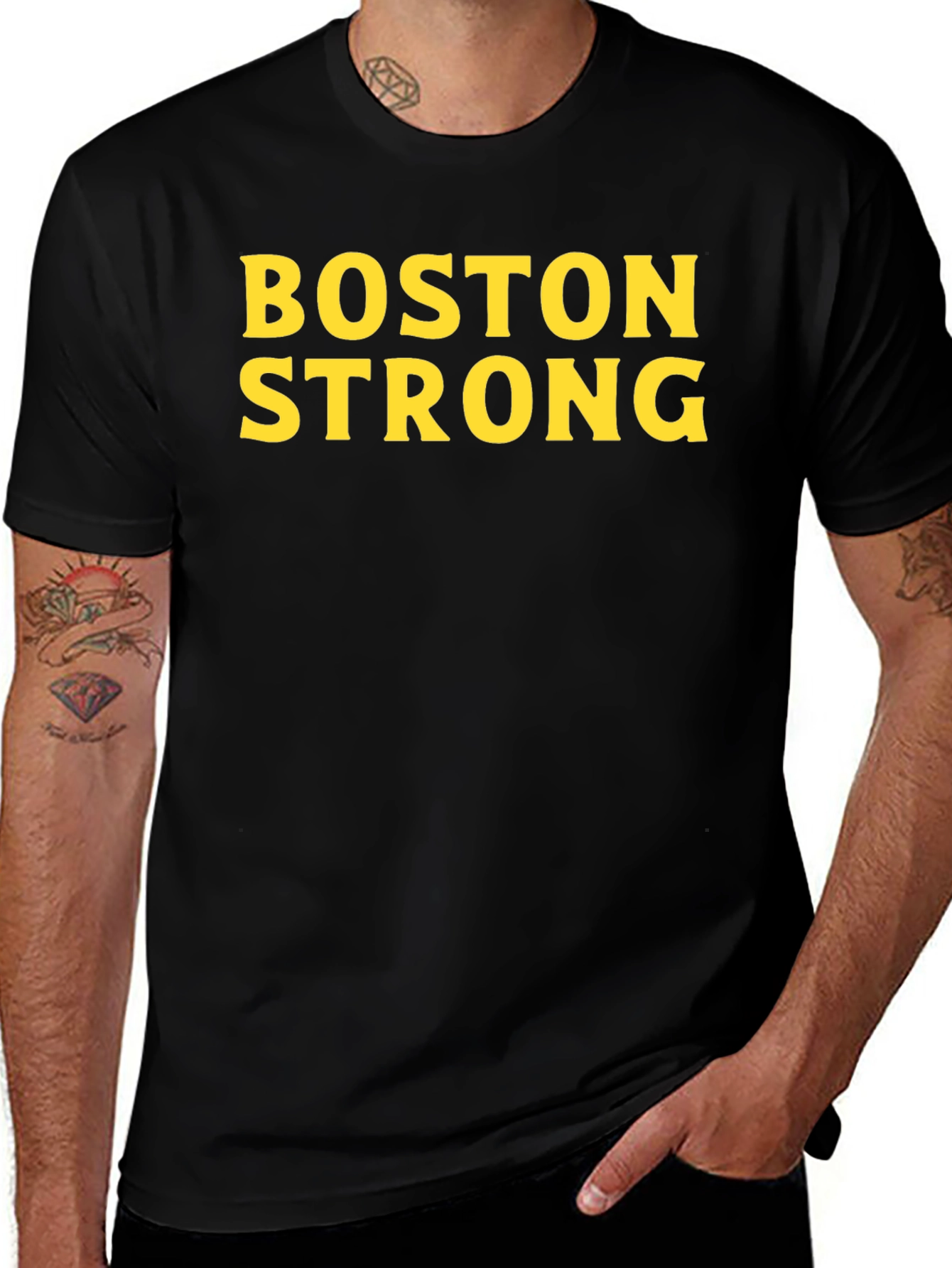 Boston Strong T-Shirt - Black Crew Neck