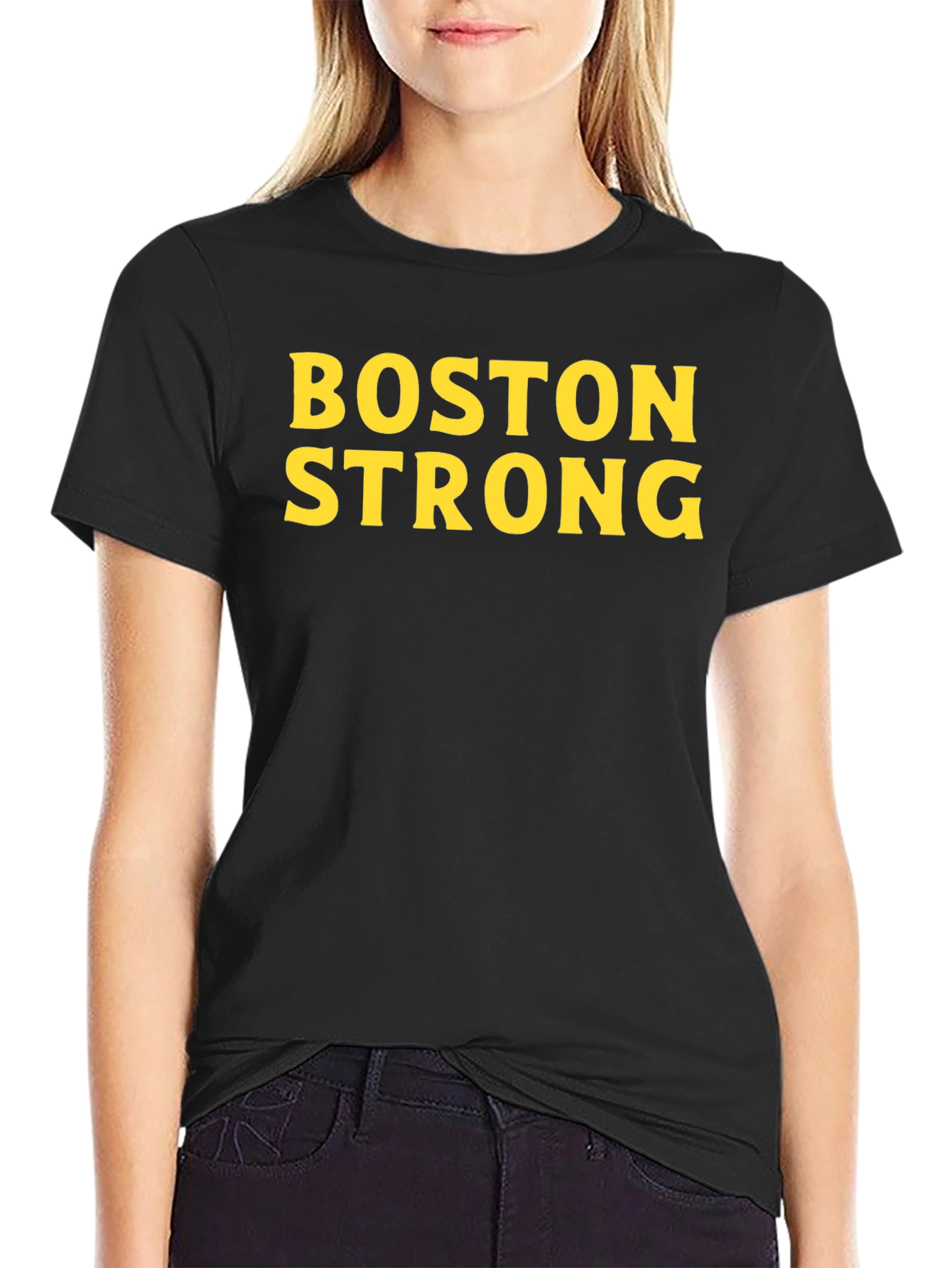 Boston Strong T-Shirt - Black Crew Neck