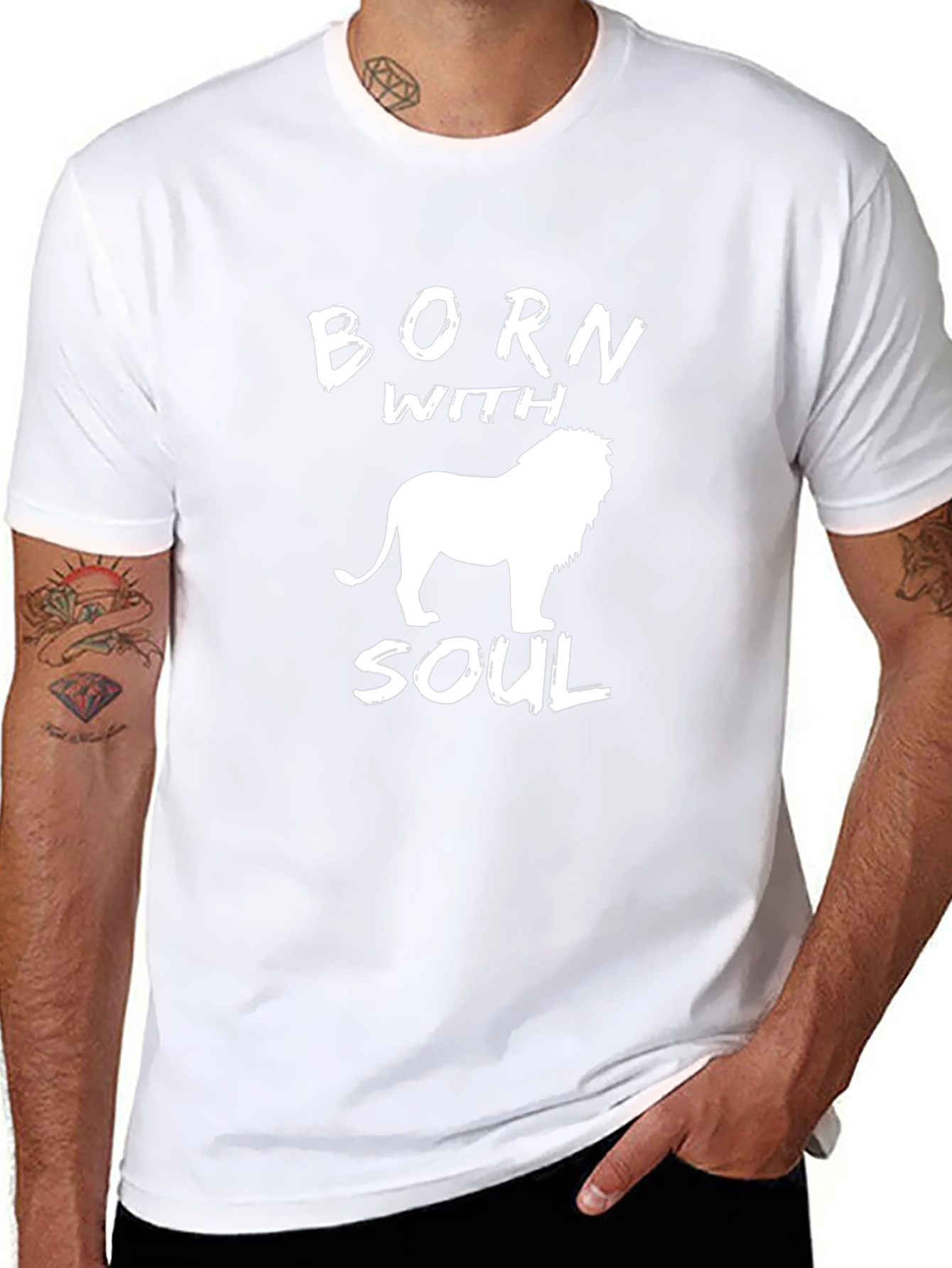 Born With Soul Graphic T-Shirt - Lion Design