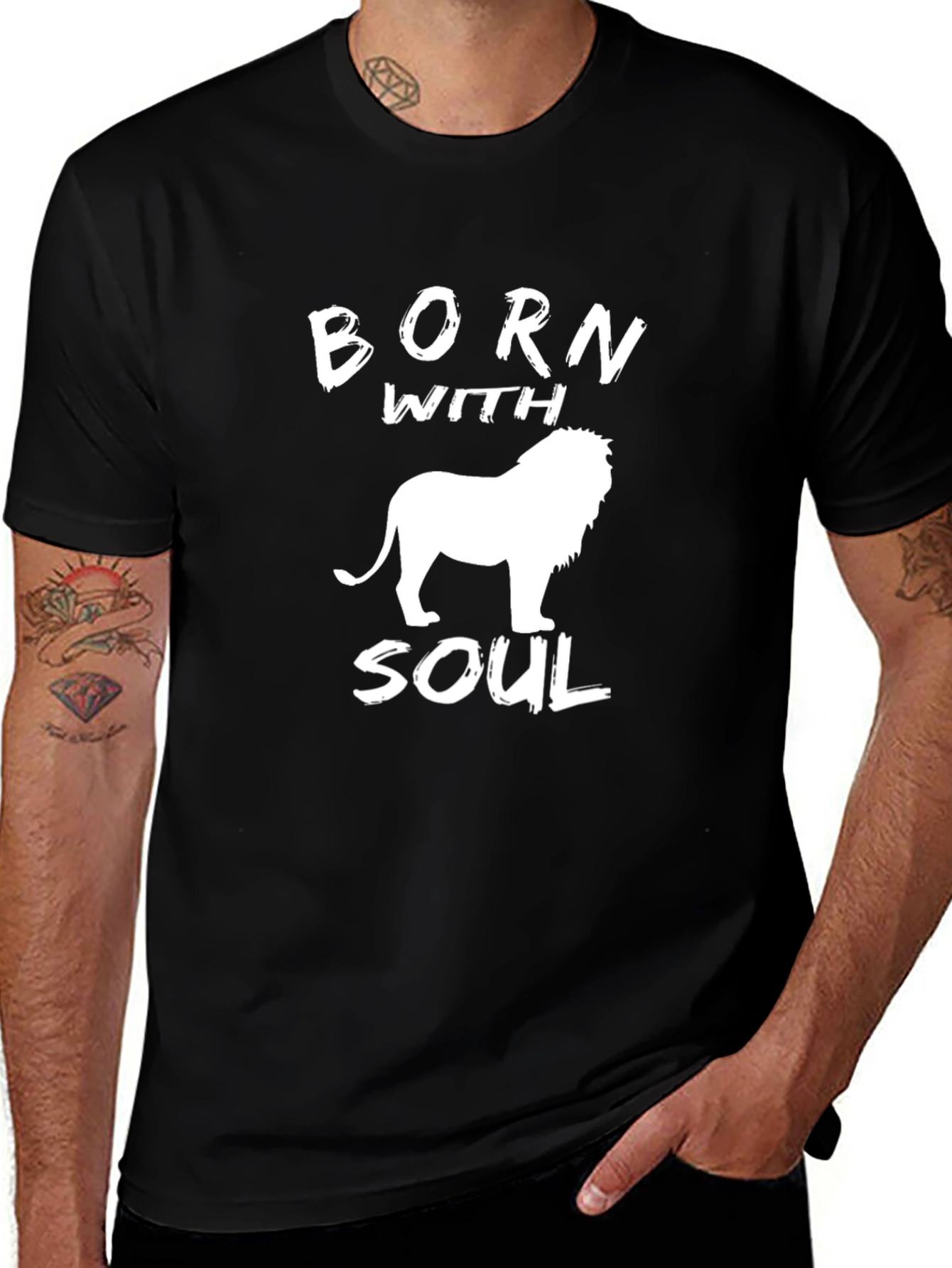 Born With Soul Graphic T-Shirt - Lion Design