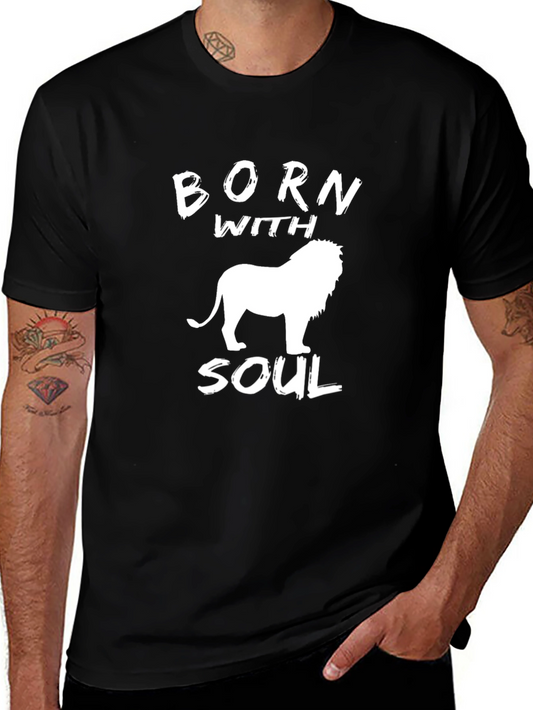 Born With Soul Graphic T-Shirt - Lion Design