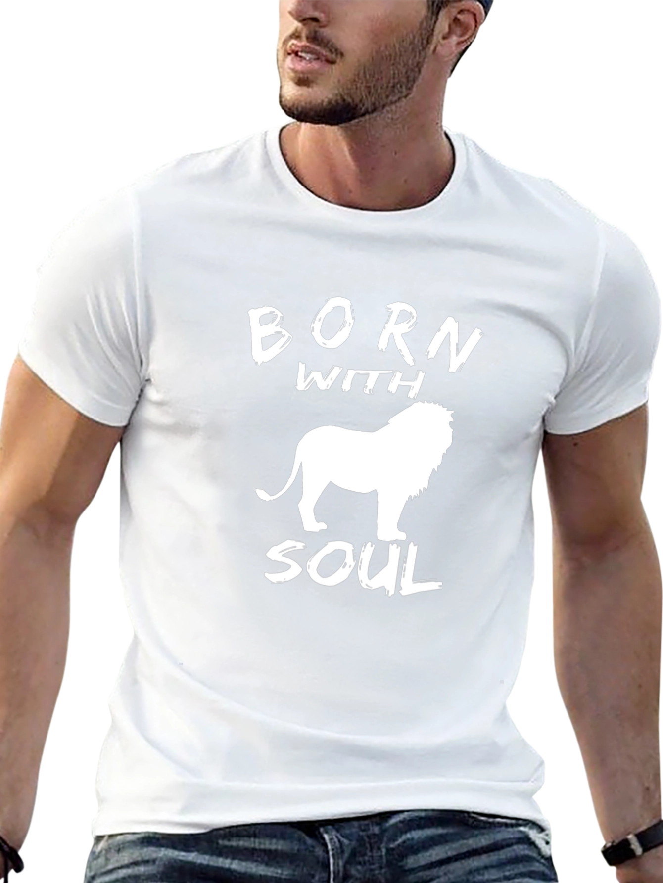 Born With Soul Graphic T-Shirt - Lion Design