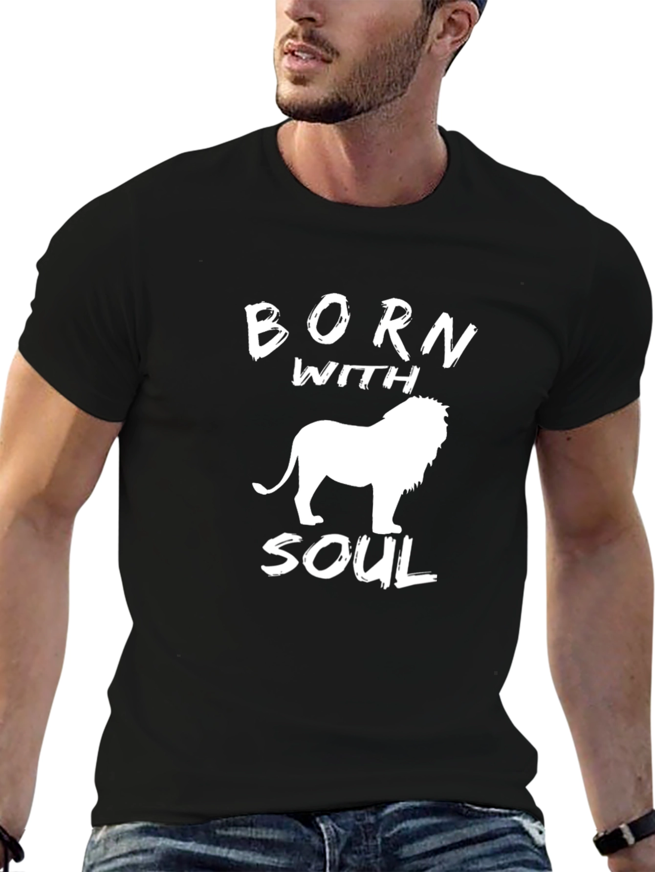 Born With Soul Graphic T-Shirt - Lion Design