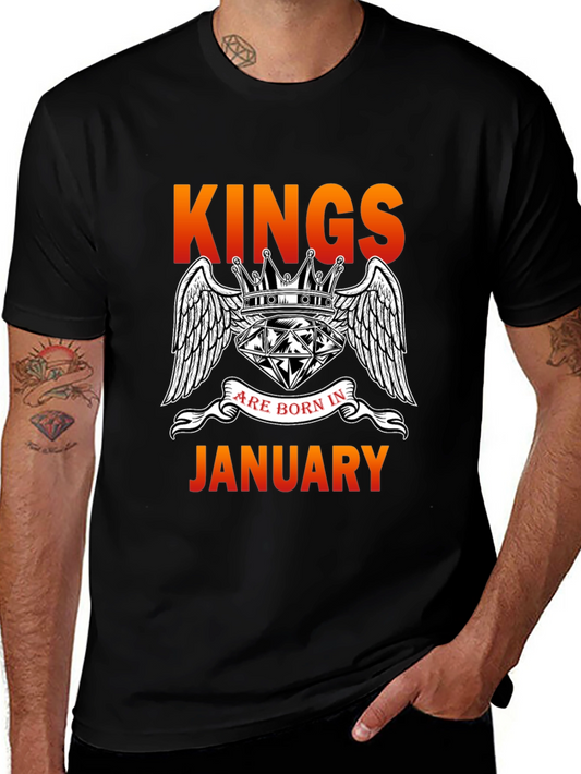 Kings Born In January Black T-Shirt