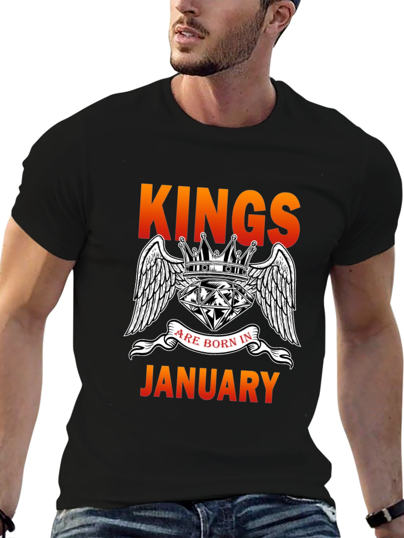 Kings Born In January Black T-Shirt