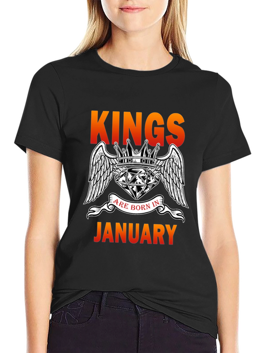 Kings Born In January Black T-Shirt