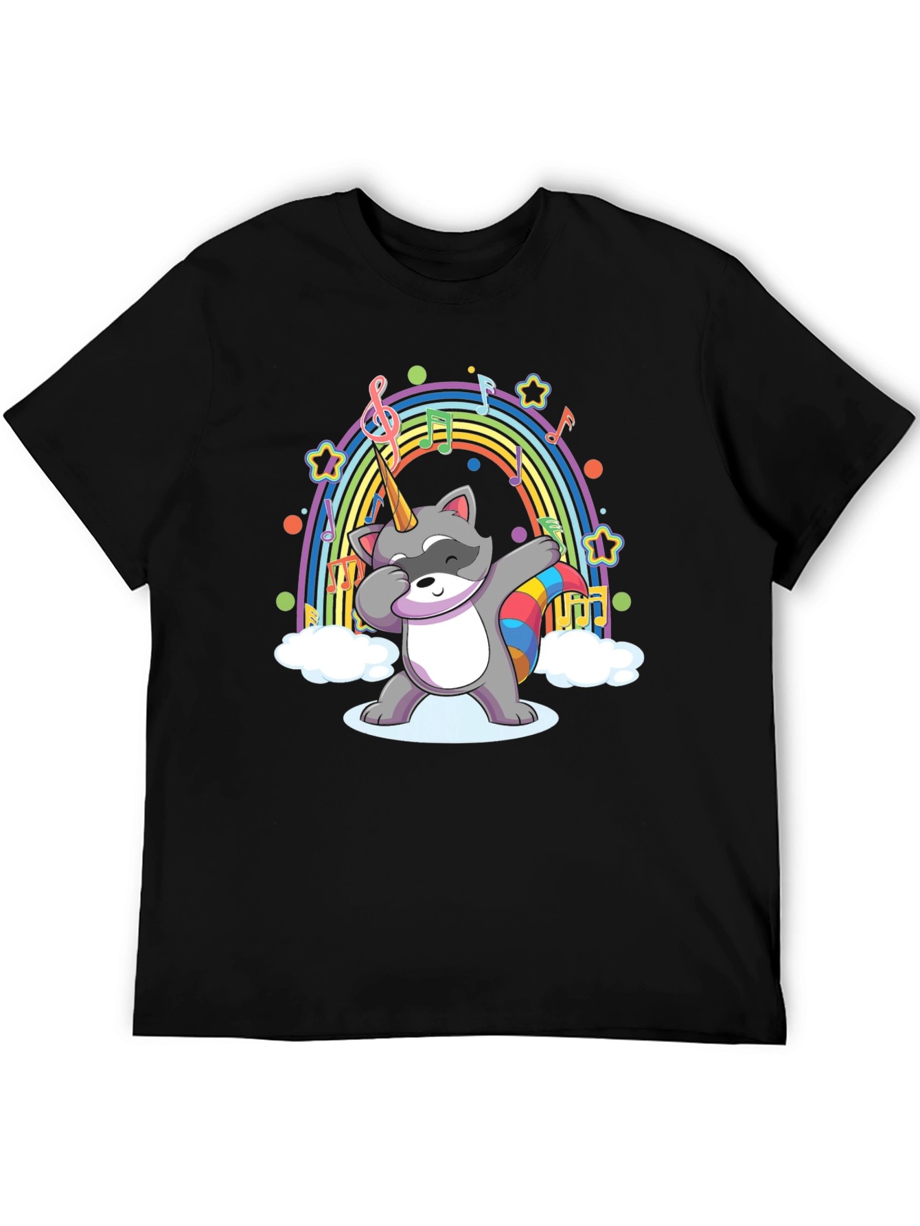 Rainbow Unicorn Raccoon Dabbing T-Shirt