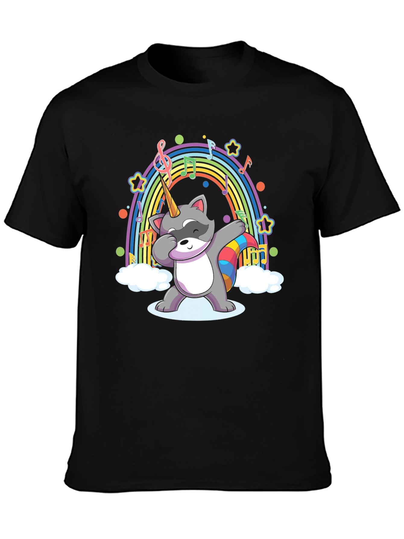 Rainbow Unicorn Raccoon Dabbing T-Shirt