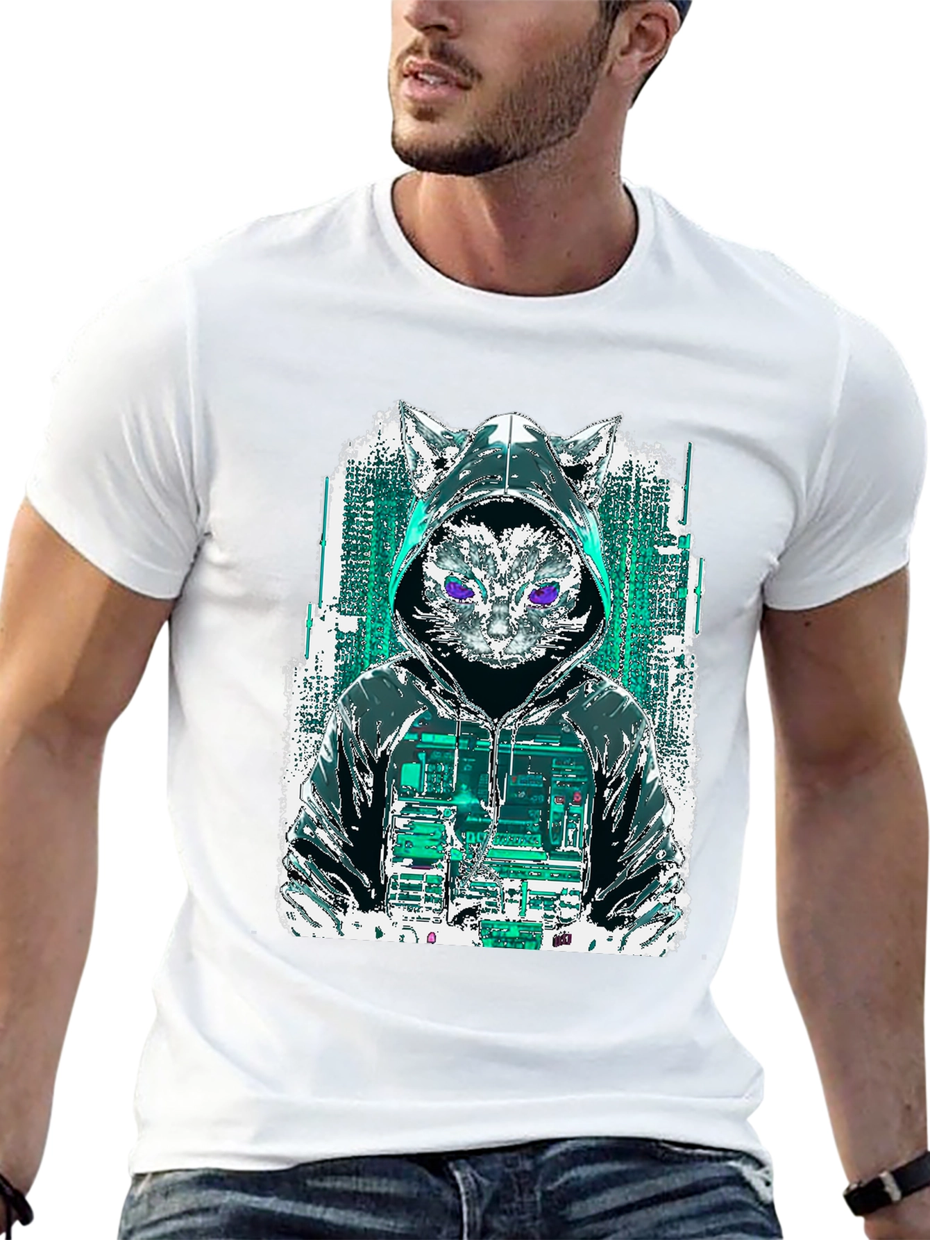 Cyberpunk Cat Hoodie T-Shirt