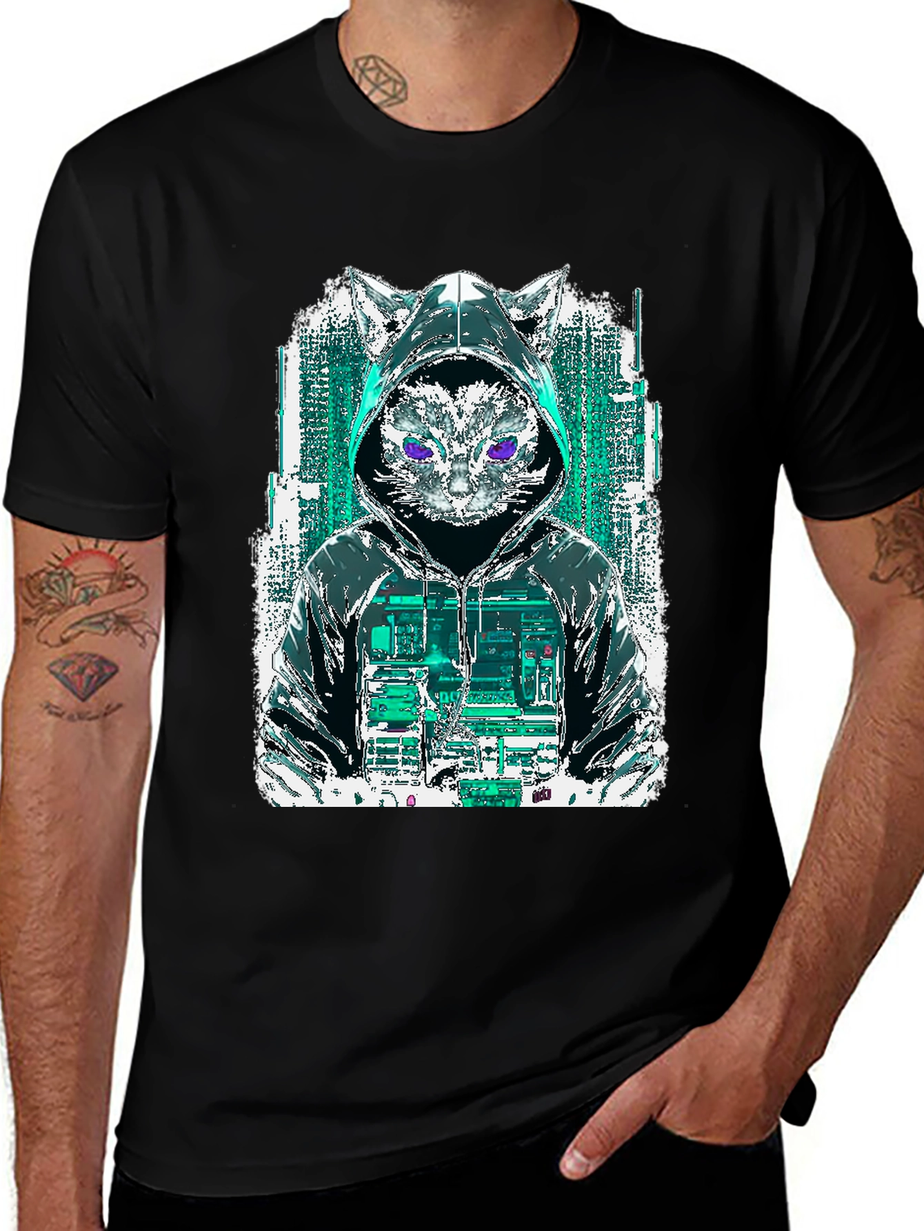 Cyberpunk Cat Hoodie T-Shirt
