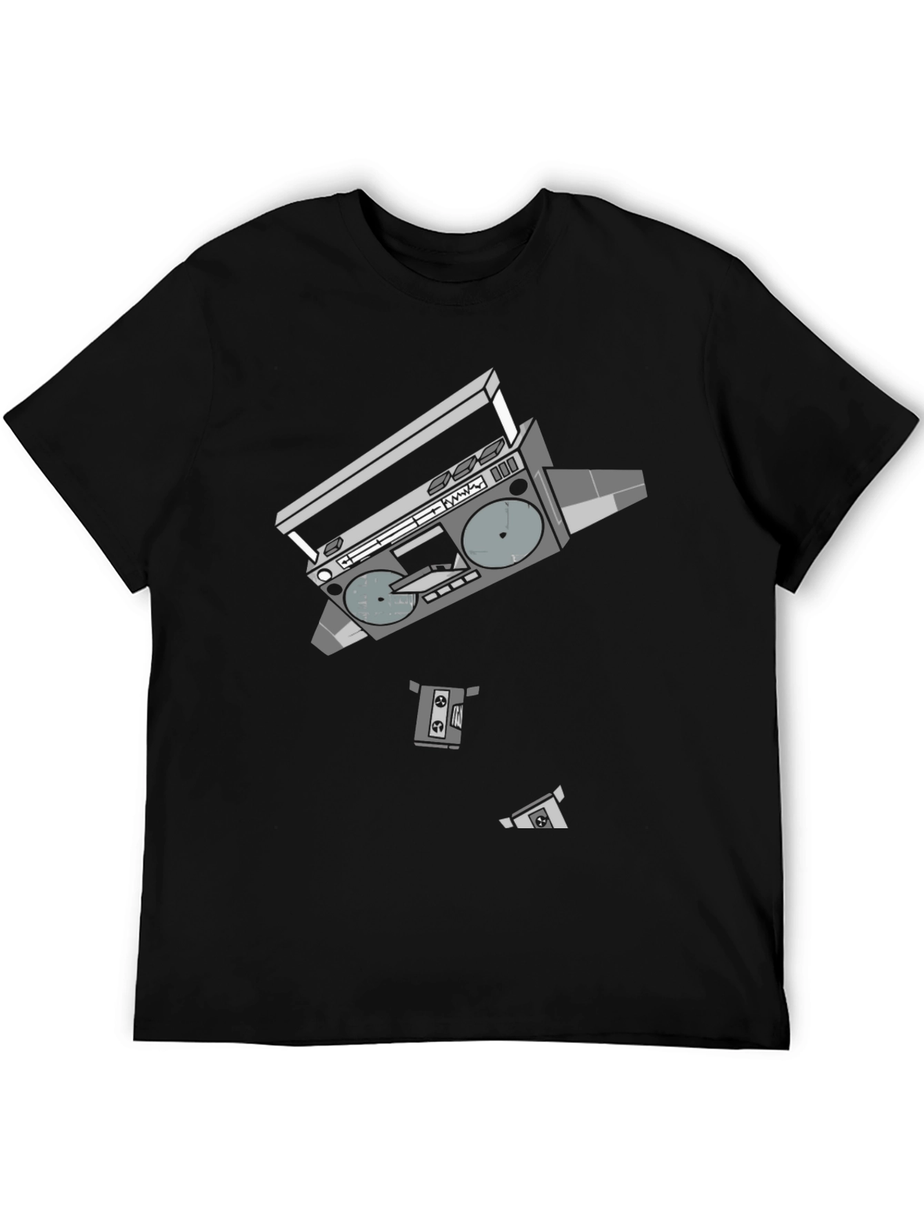 Retro Boombox Graphic T-Shirt - Black