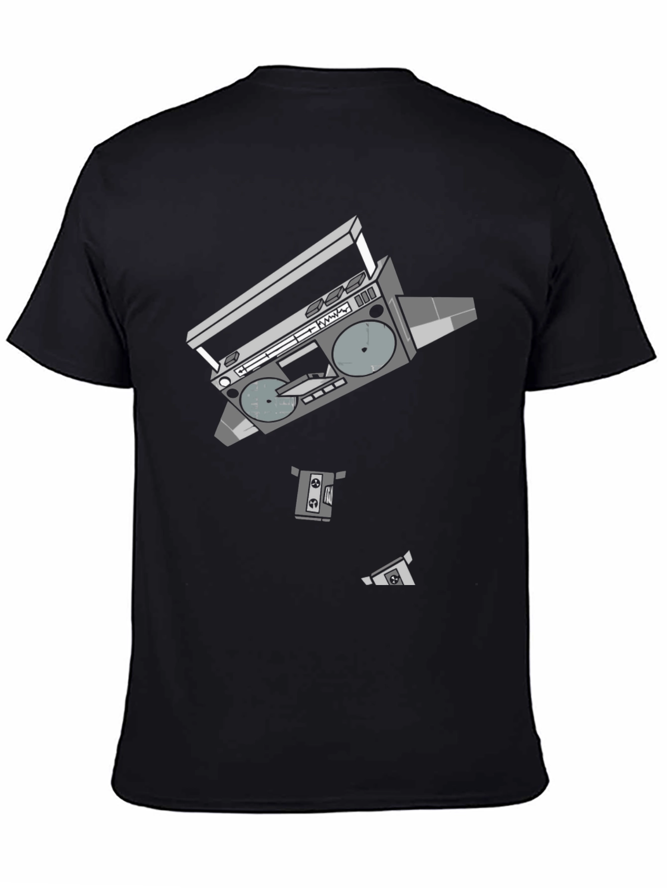 Retro Boombox Graphic T-Shirt - Black