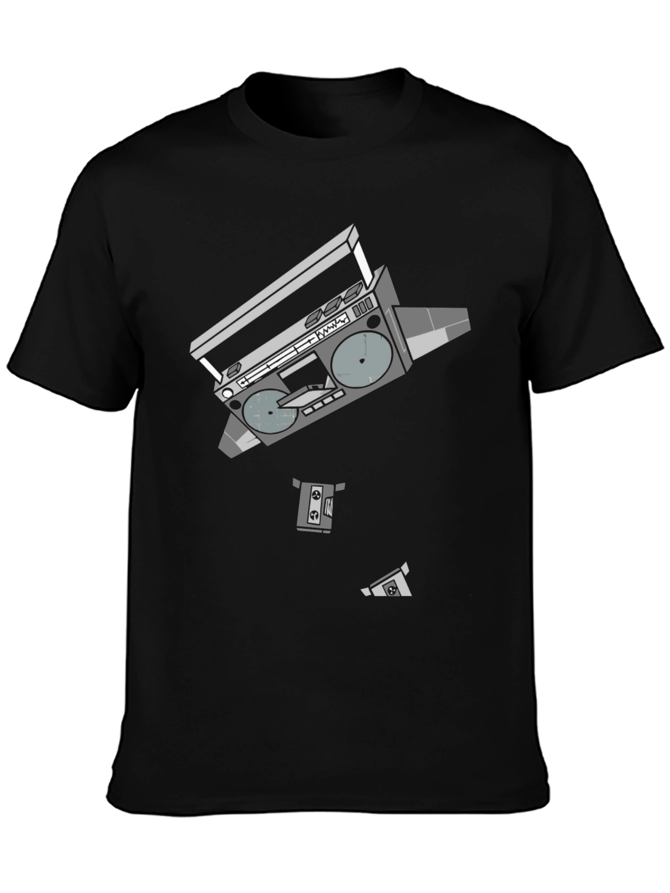Retro Boombox Graphic T-Shirt - Black