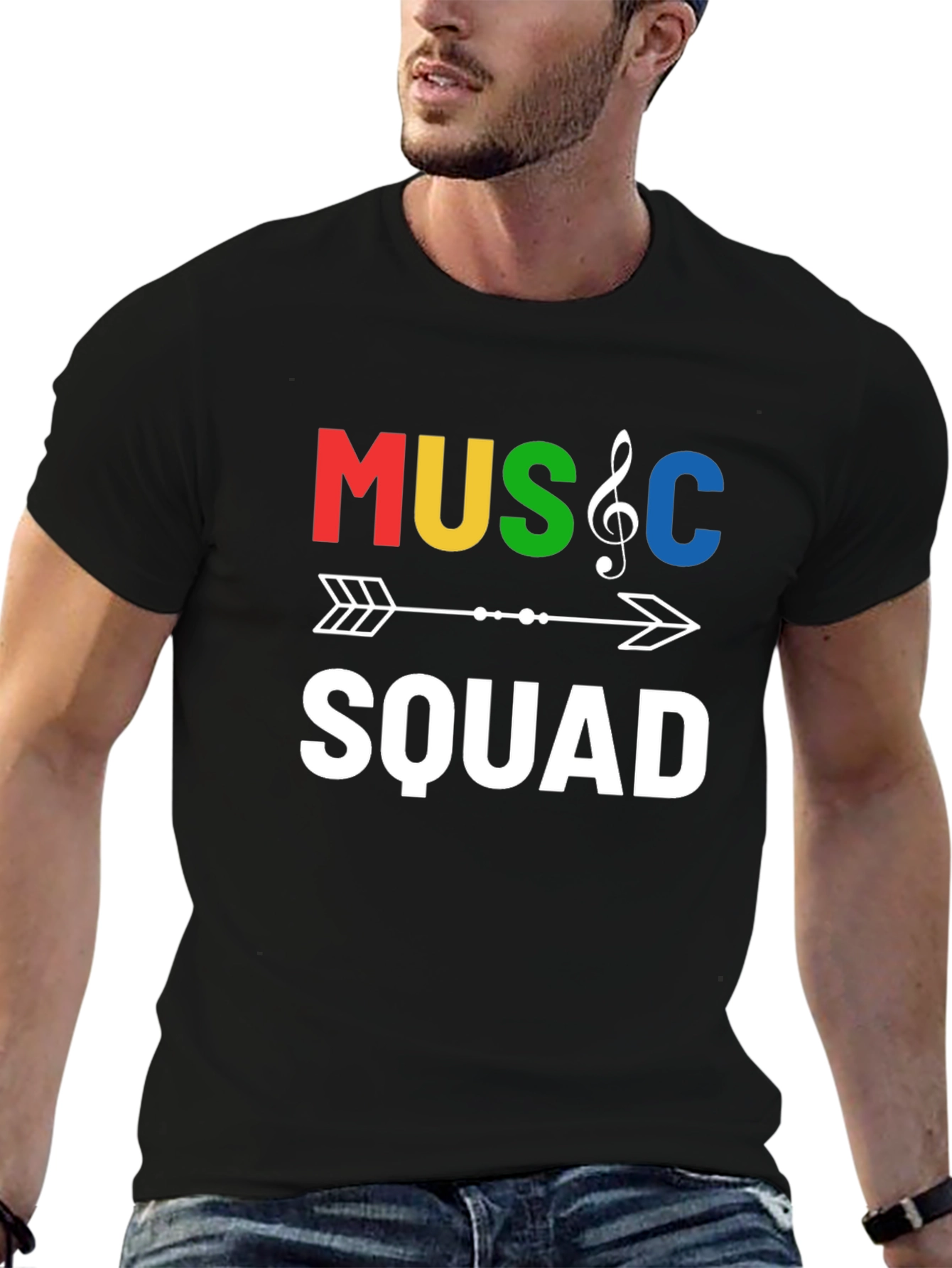 Music Squad Graphic Tee - Black Cotton T-Shirt