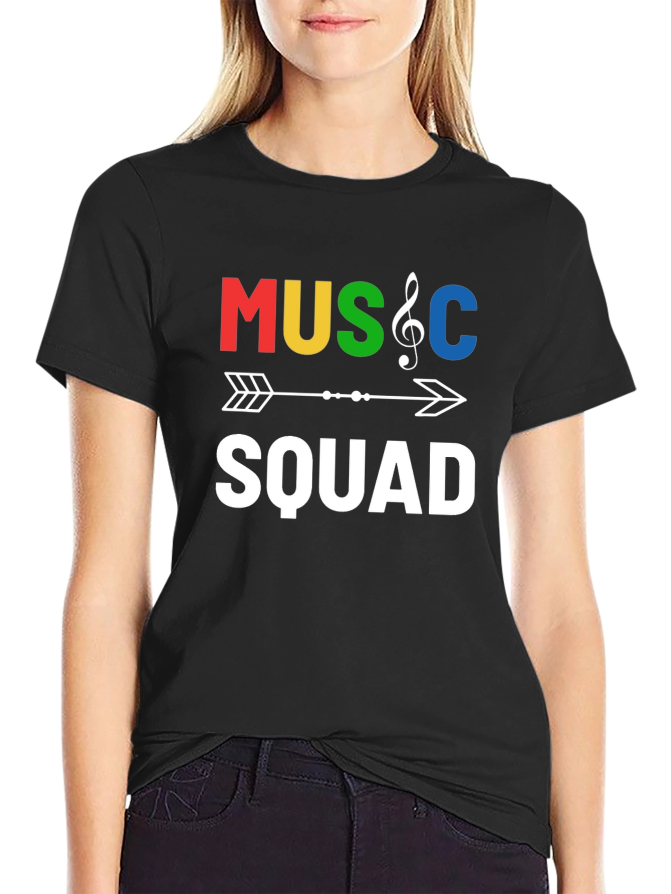 Music Squad Graphic Tee - Black Cotton T-Shirt