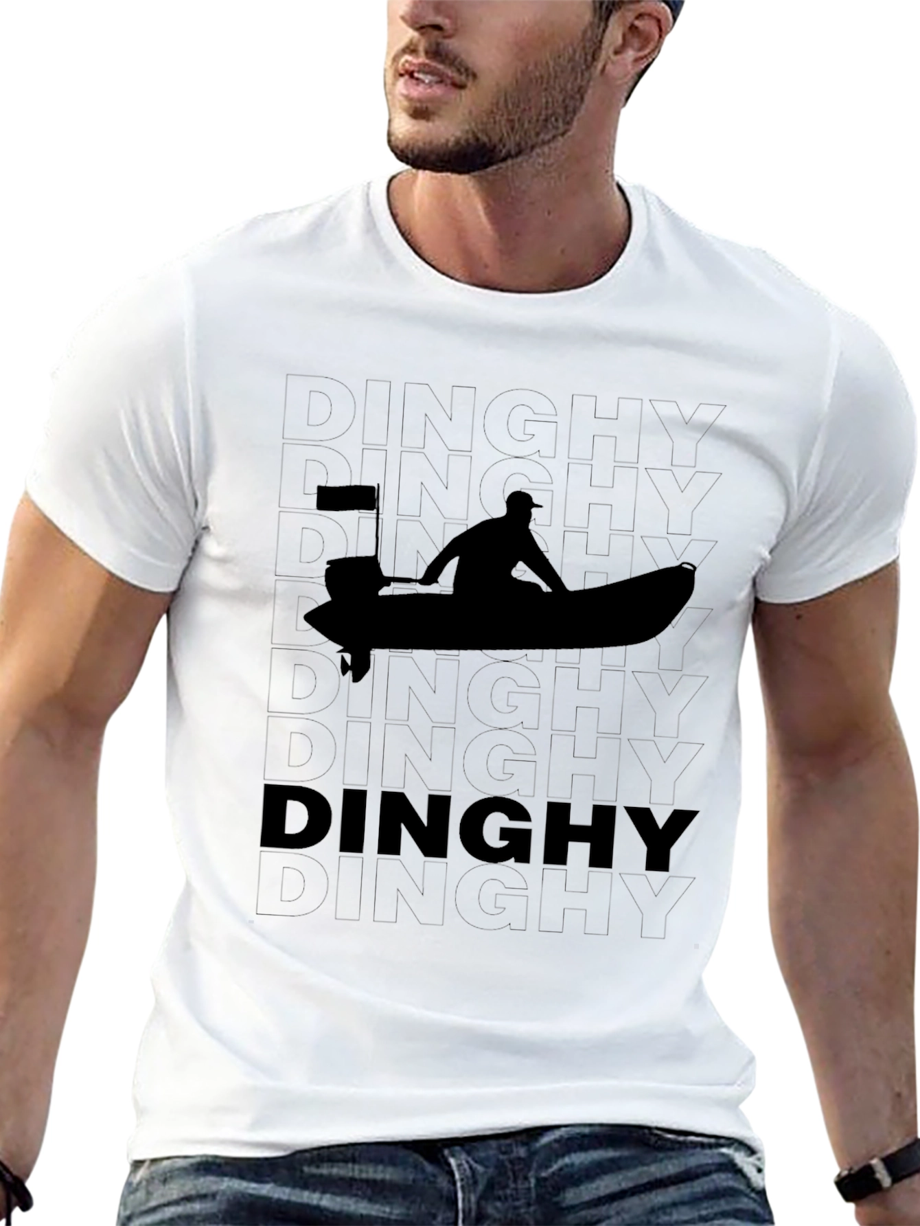 Dinghies Silhouette Black Graphic Tee - Boating & Sailing