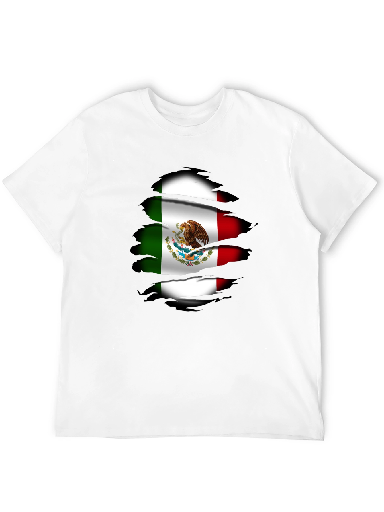 Mexican Flag T-Shirt Ripped Design