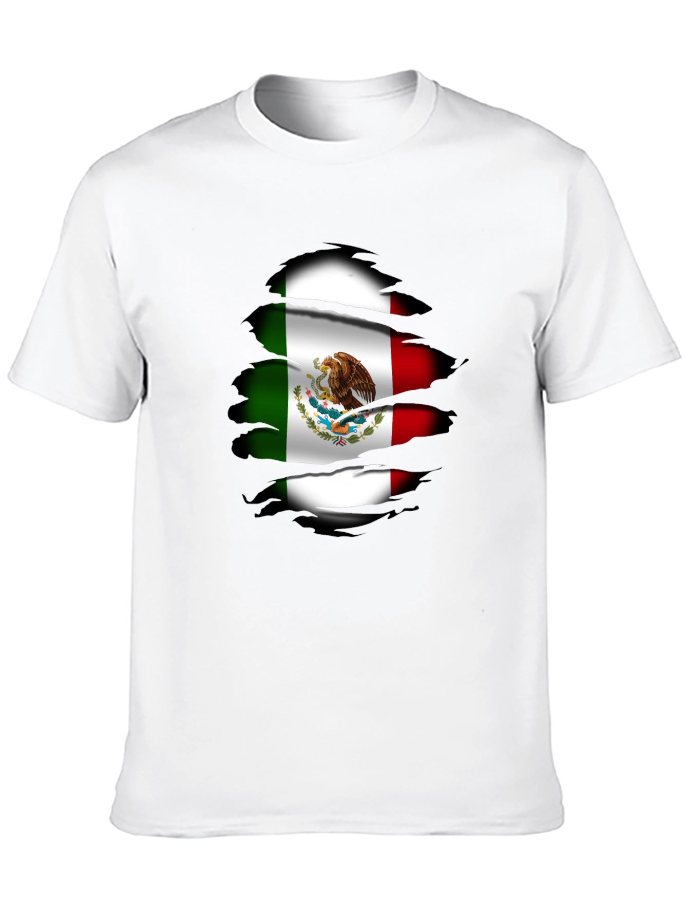 Mexican Flag T-Shirt Ripped Design