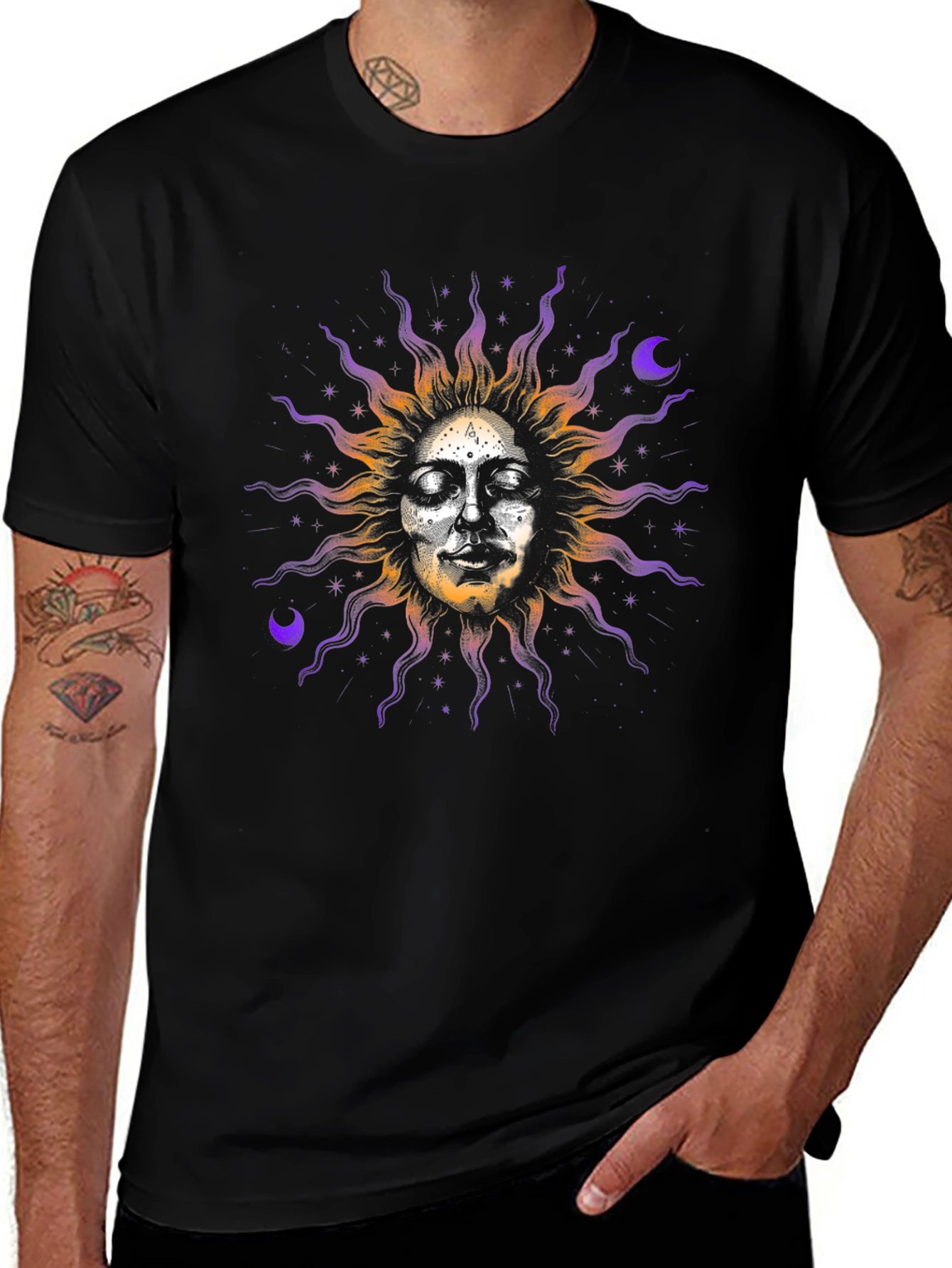 Celestial Sun Face Graphic Tee