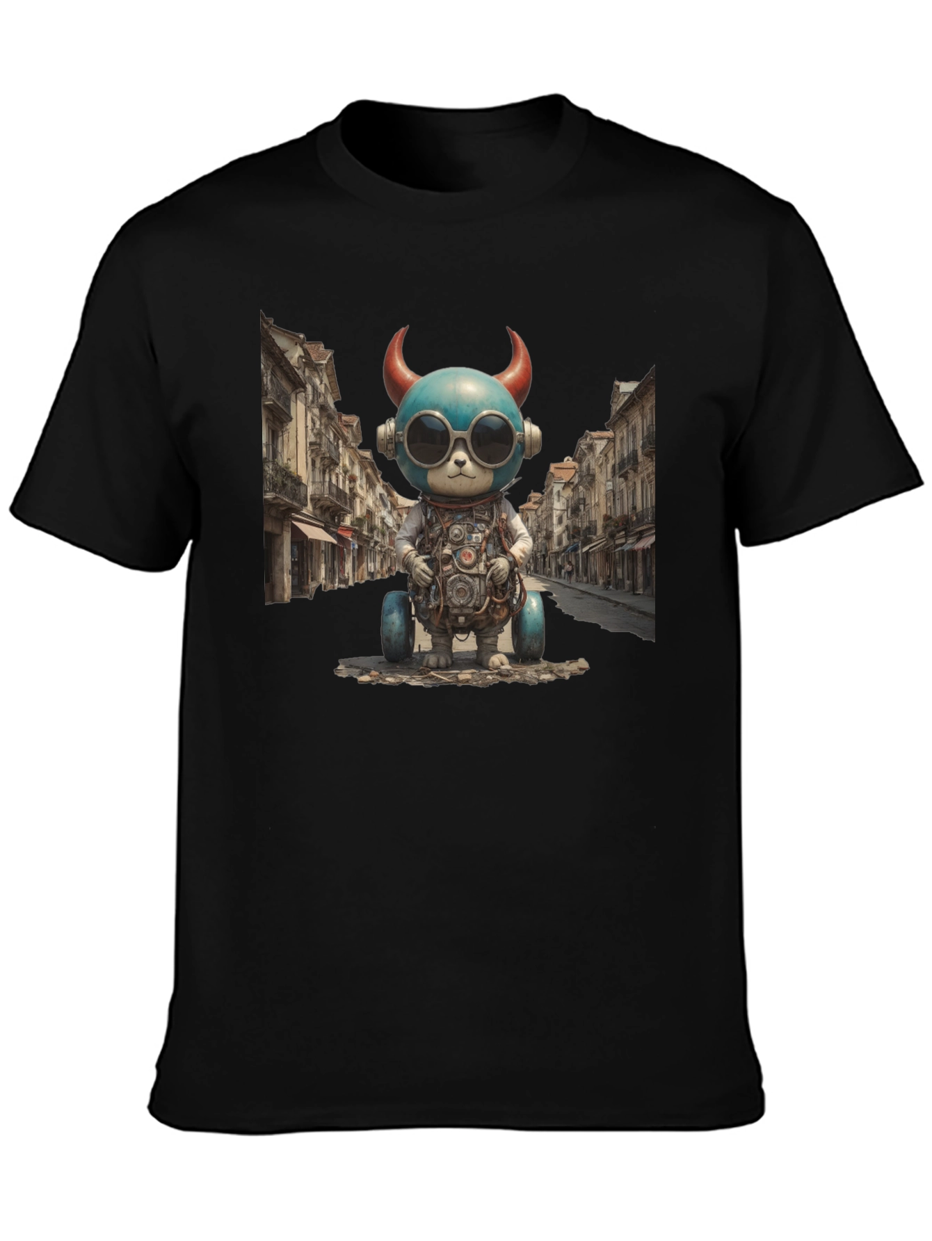 Steampunk Robot Bear Graphic Tee - Quirky & Cool