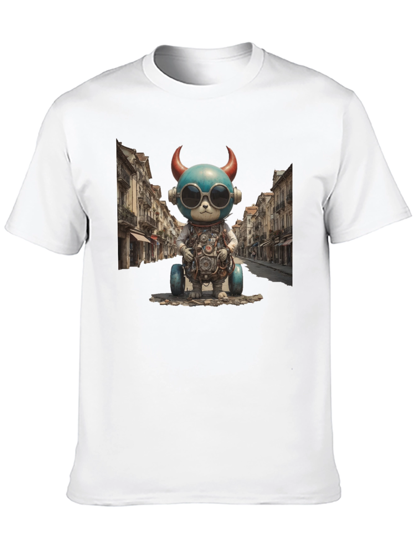 Steampunk Robot Bear Graphic Tee - Quirky & Cool