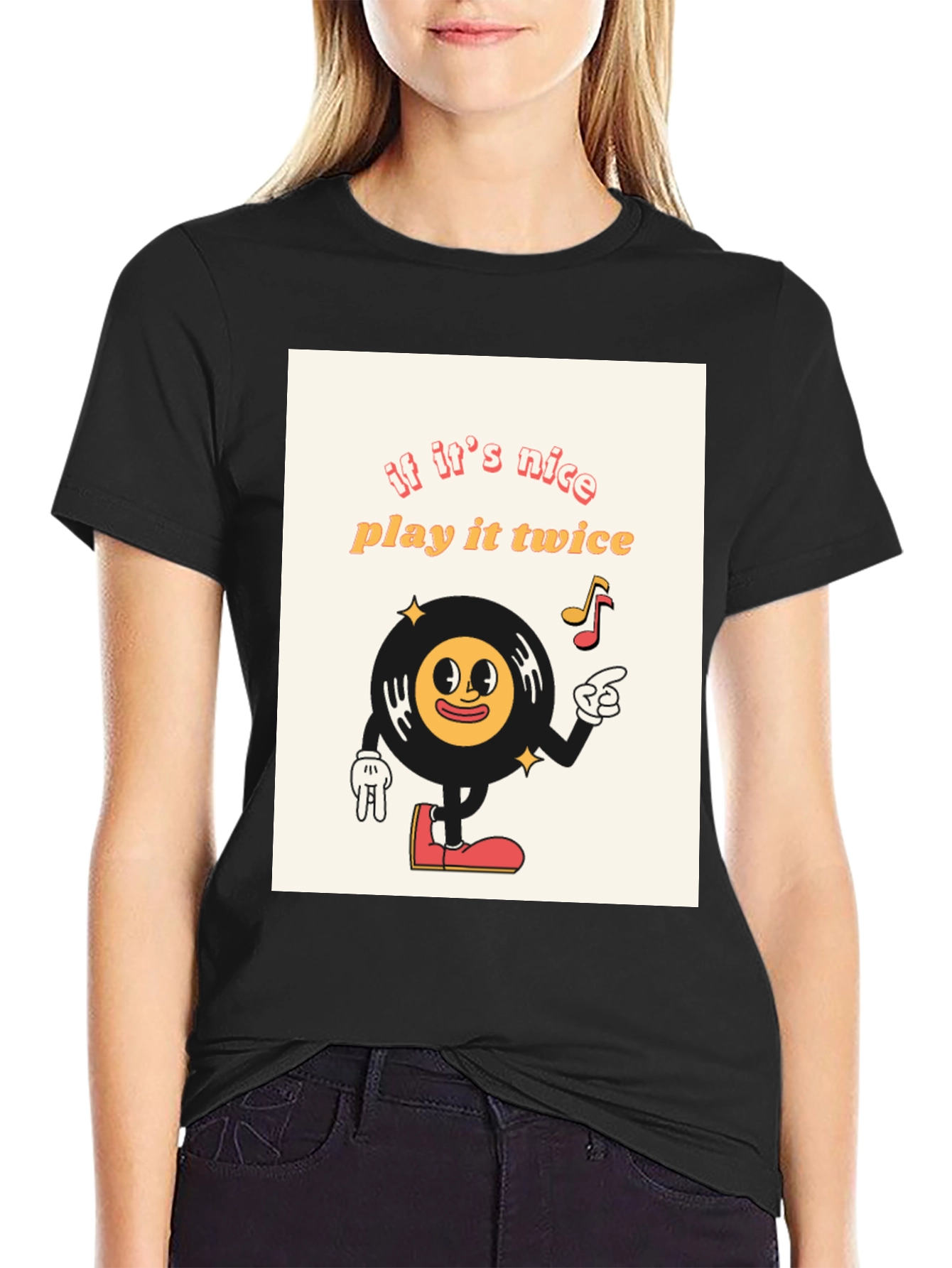 Retro Vinyl Record Cartoon T-Shirt