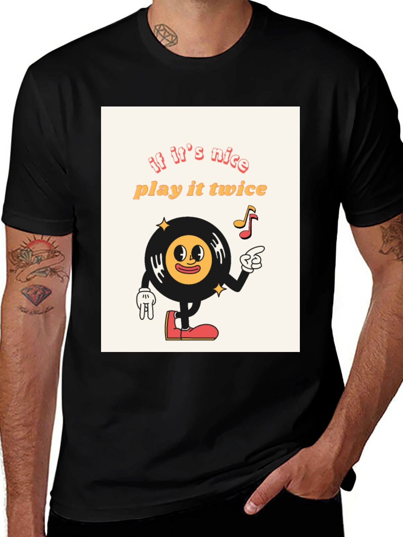 Retro Vinyl Record Cartoon T-Shirt