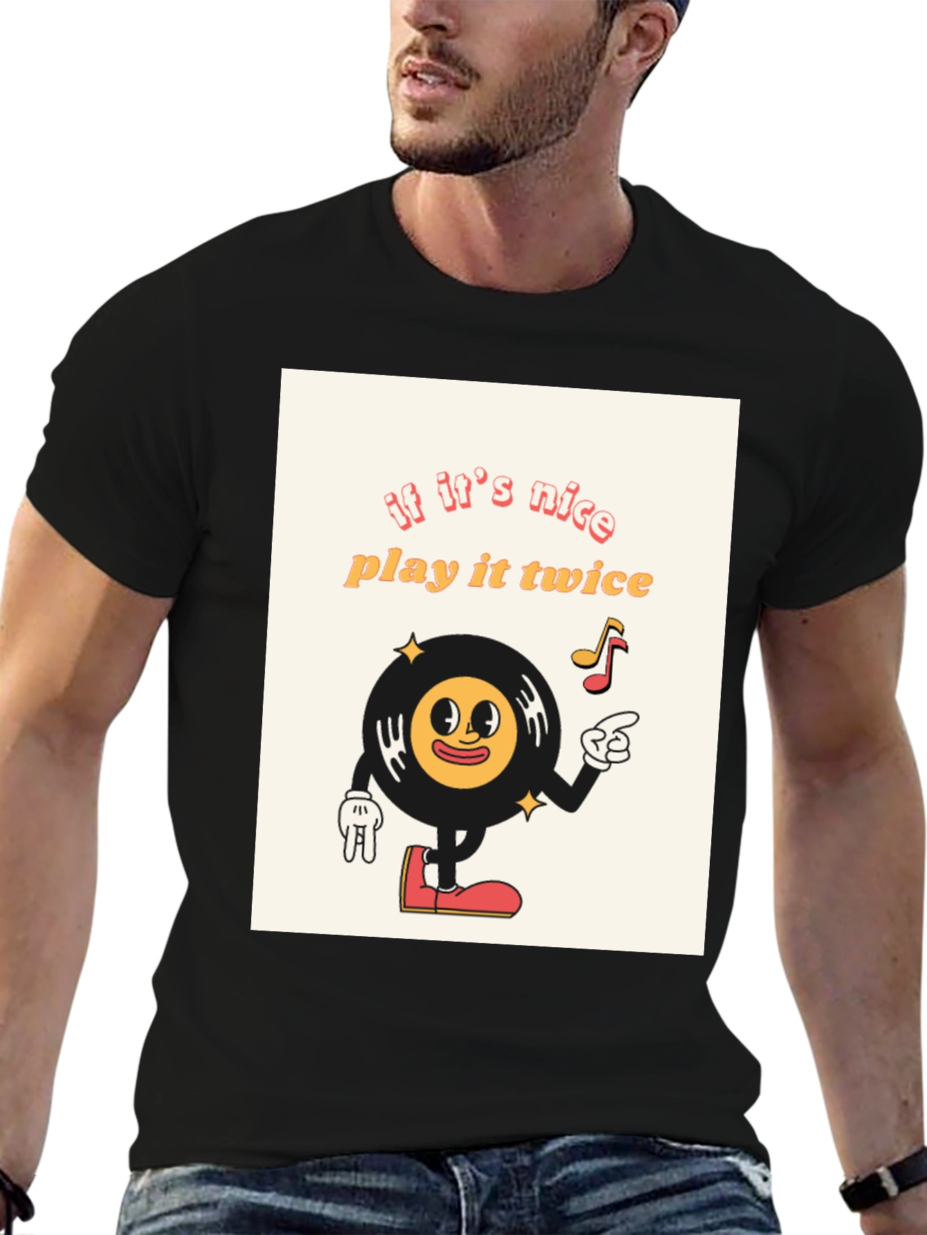 Retro Vinyl Record Cartoon T-Shirt