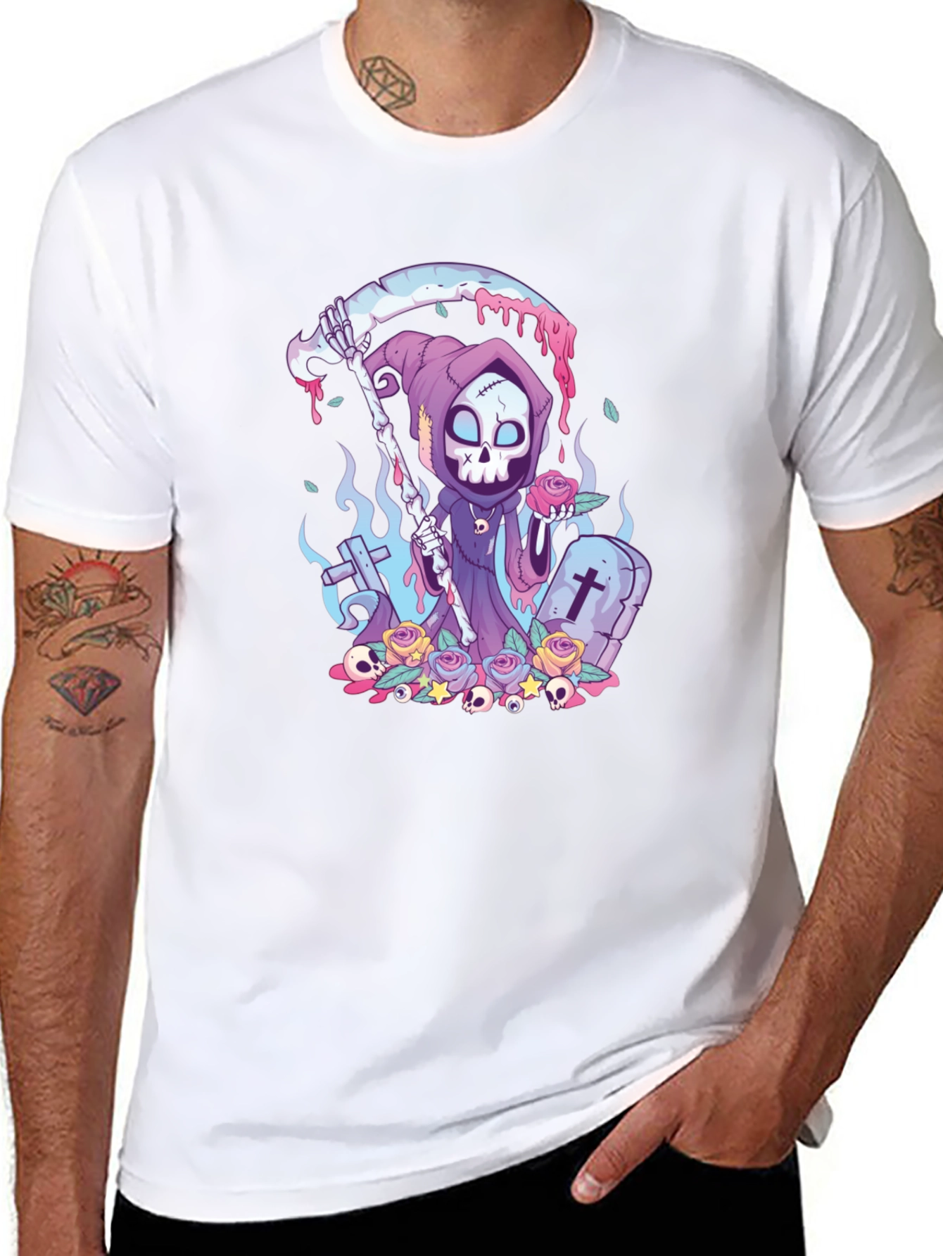 Grim Reaper Graphic Tee - Cartoon Death T-Shirt