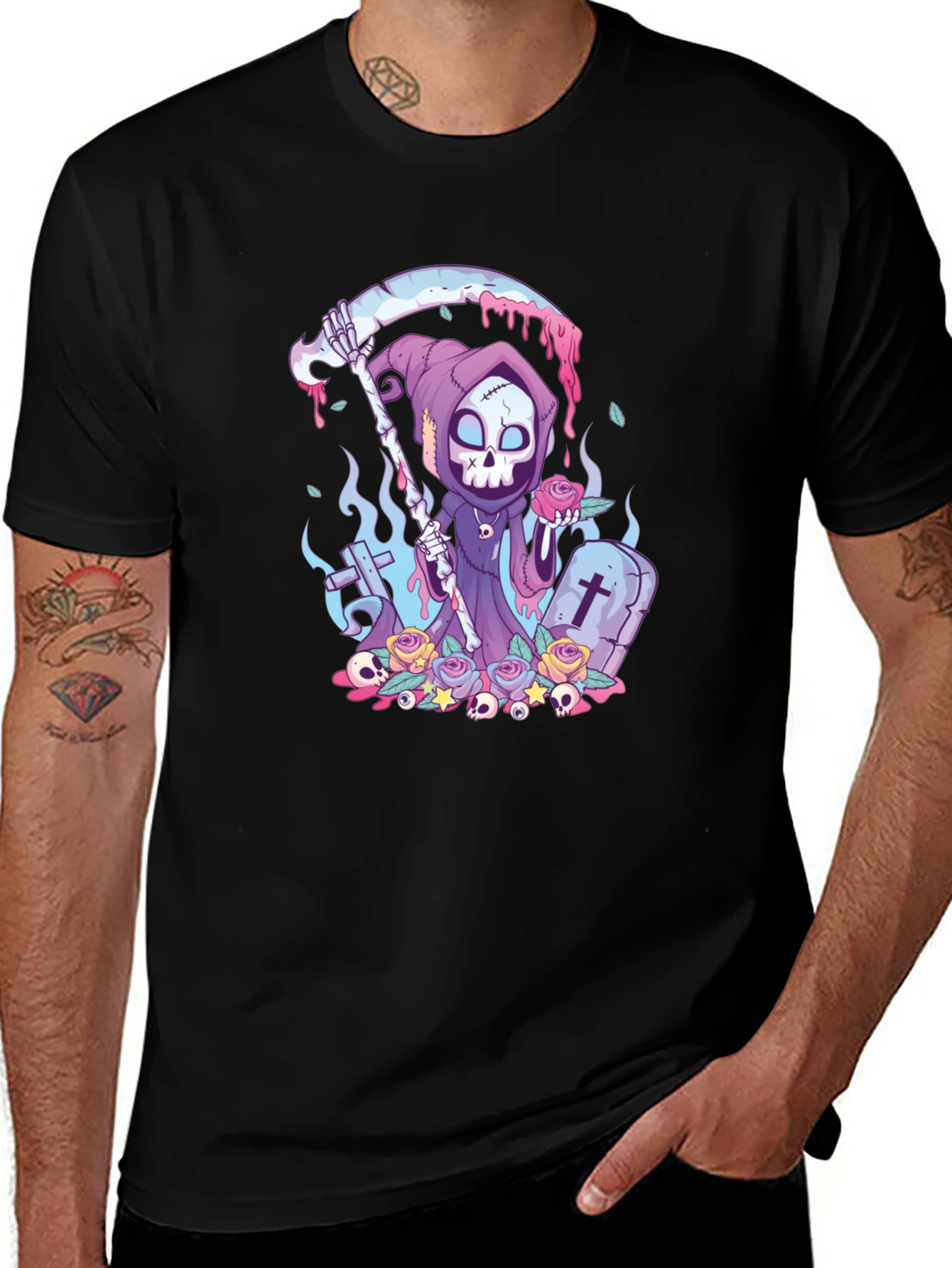 Grim Reaper Graphic Tee - Cartoon Death T-Shirt